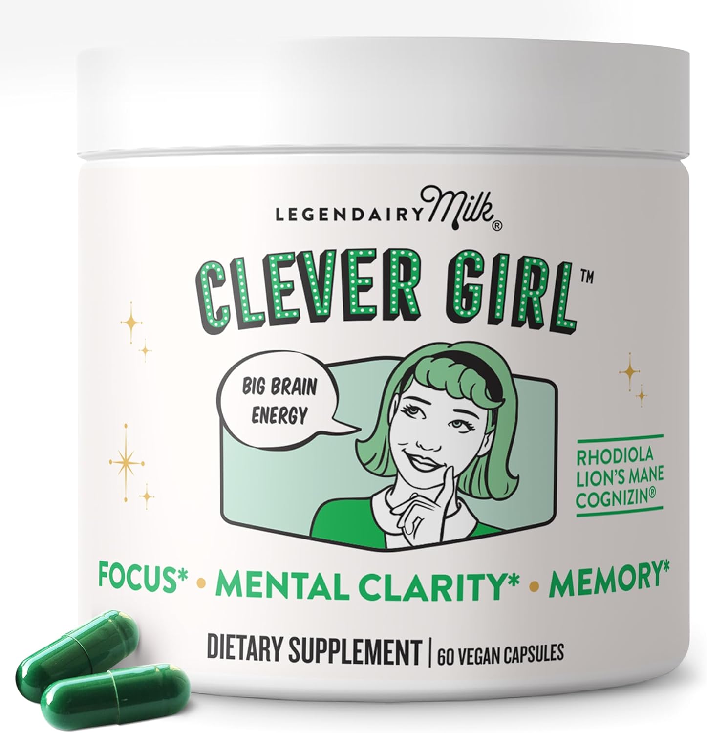 Legendairy Milk Clever Girl - Focus Supplement with Lion’s Mane & Citicoline - Nootropic Lions Mane Supplement for Memory, Focus & Mental Clarity, 30 Servings