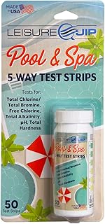 LeisureQuip 5-Way Test Strips - Made in USA, Accurate & Easy to Read Hot Tub Test Strips, Pool Test Strips - Quick Results for Spa Test Strips for Hot Tub - Ideal for Pool and Spa Owners