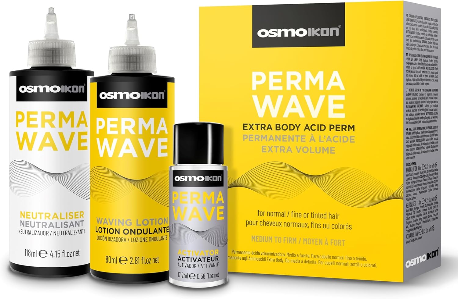 OSMO IKON PERMAWAVE - HAIR PERM KIT - EXTRA BODY ACID PERM - FOR NORMAL / FINE OR TINTED HAIR - MEDIUM TO FIRM - VEGAN FORMULA - TRUE TO ROD SIZE CURLS
