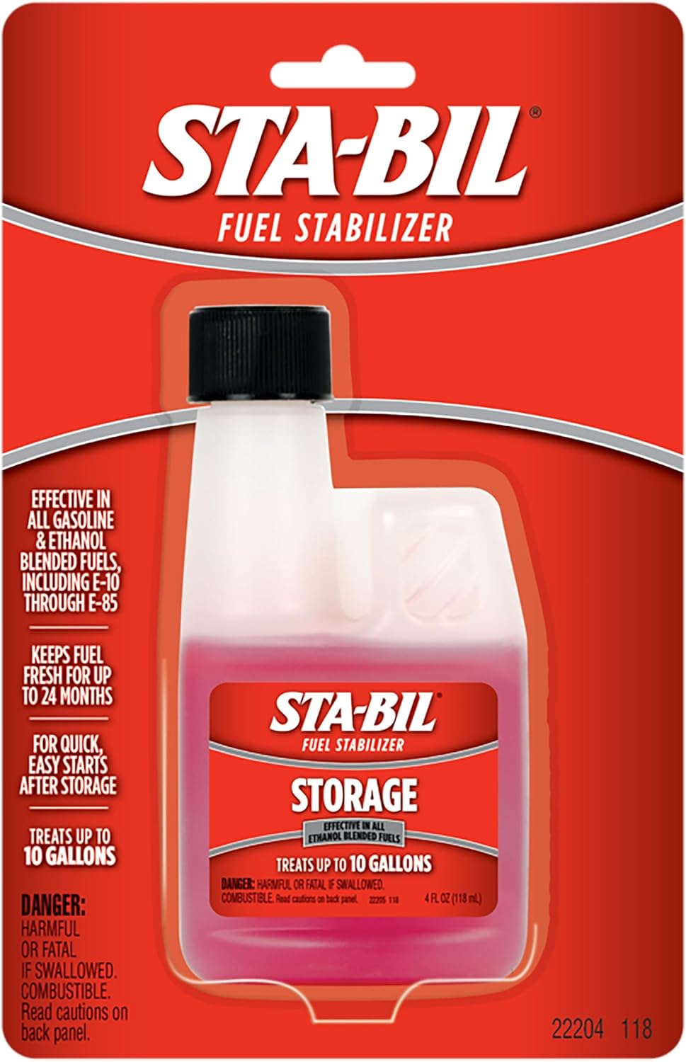 STA-BIL Storage Fuel Stabilizer - Guaranteed To Keep Fuel Fresh Fuel Up To Two Years - Effective In All Gasoline Including All Ethanol Blended Fuels - For Quick, Easy Starts, 4 fl. oz. (22204)