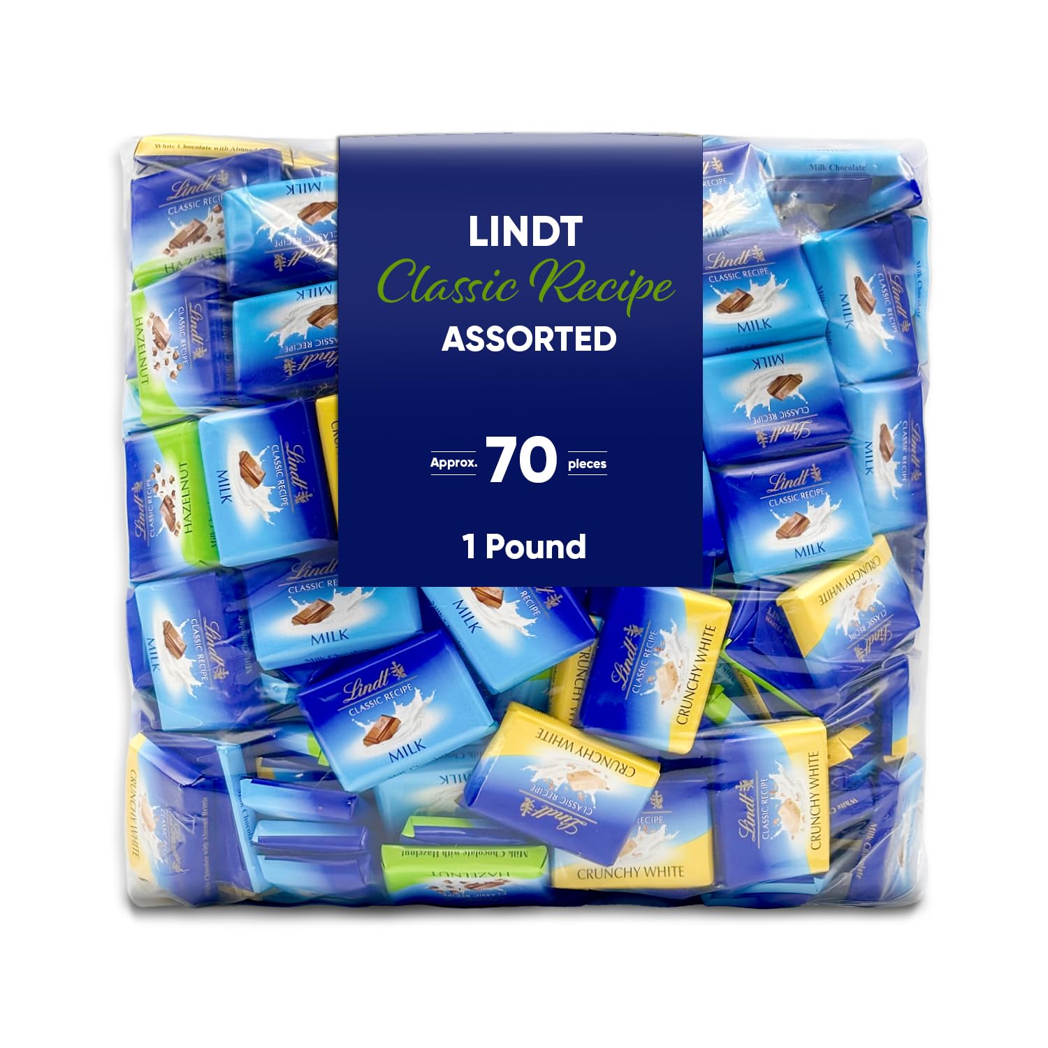 Creamy Milk Chocolate, Crunchy Almond Brittle White Chocolate & Roasted Hazelnut Chocolate – 1 Pound (Approx. 70 Pieces) – Smooth & Crunchy Assortment for Snacking, Sharing & Gifting