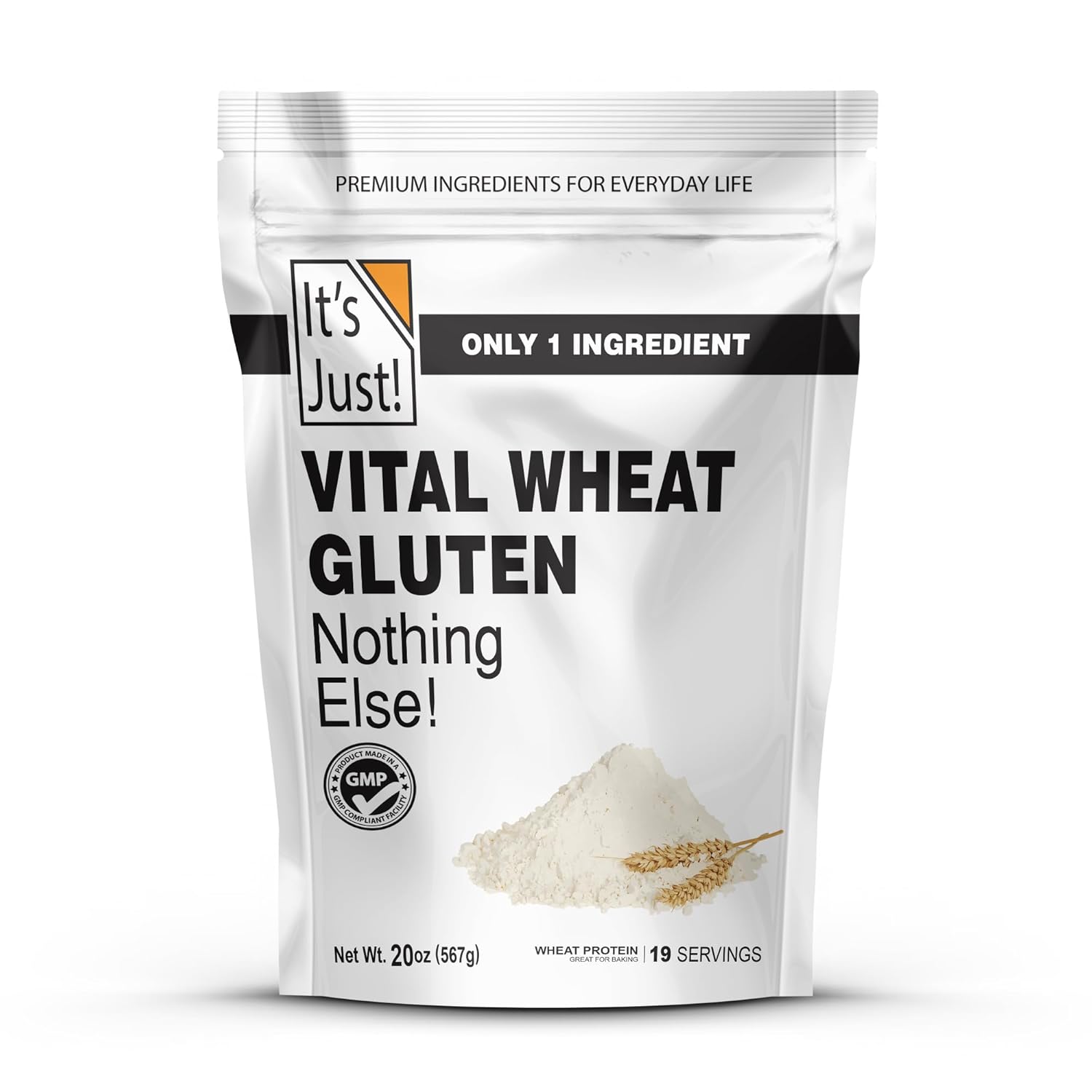 It's Just - Vital Wheat Gluten, 1.25lb, High Protein Wheat Flour, Vegan Friendly Seitan, Low Carb Bread, 20oz