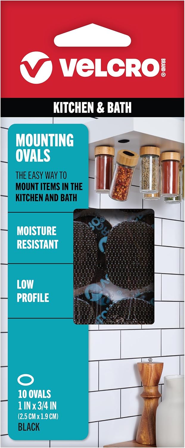 Velcro Brand Industrial Fasteners | Low Profile Thin Design | Professional Grade Heavy Duty Strength | Indoor Outdoor Use | 1in x 3/4in Ovals, 10 Sets, Black, 1 Count (Pack of 1)