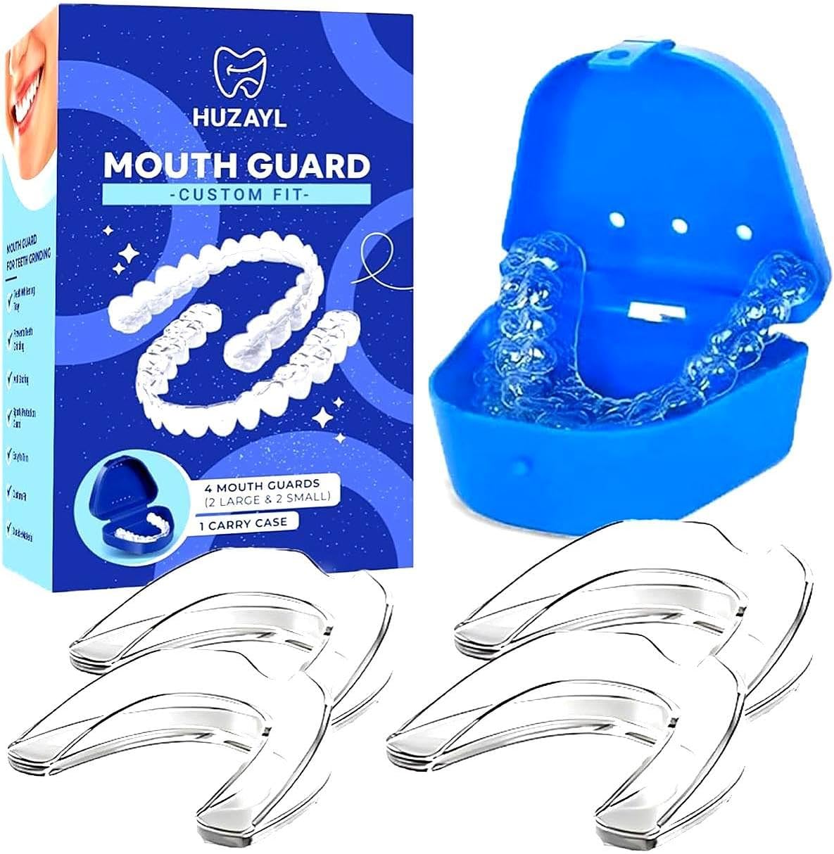 Huzayl Night Mouth Guard for Teeth Grinding – Custom Moldable Dental Guard for Clenching & Grinding – Comfortable Sleeping Mouth Guard for Adults – Jaw Protection & Snore Reduction