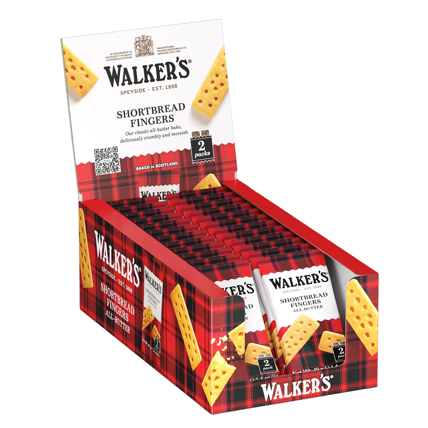 Walker’s All-Butter Shortbread Fingers - 2-Count Snack Packs (Pack of 24) - Authentic Shortbread Cookies from Scotland