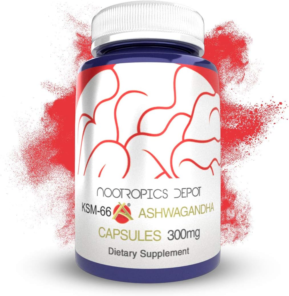 Nootropics Depot KSM-66 Ashwagandha Capsules | 300mg | 90 Count | Withania somnifera Extract | Ayurvedic Herb | Adaptogen Supplement | Promote Relaxation*