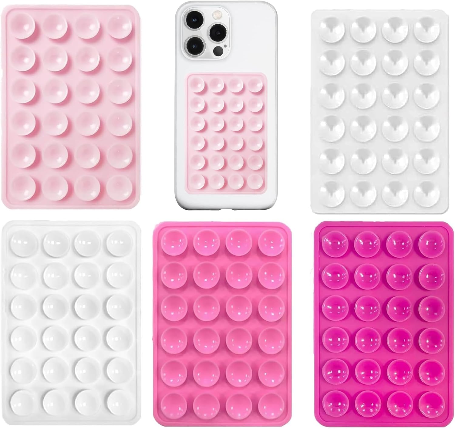 5pcs Phone Suction Pad As Silicon Suction Phone Case Mount, Non Slip Suction Phone Holder For Selfies & Tiktok, Suction Cups Sticky Phone Grip Car Phone Holder, Mirror Holder & Phone Accessories