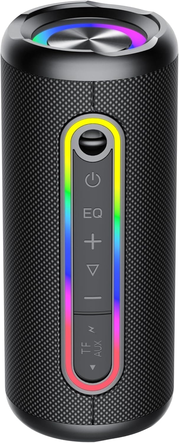 taopodo Portable Bluetooth Speaker, IPX7 Waterproof, 30W Power, 30Hrs Playtime, Colorful Flashing Lights, TWS Wireless Pairing, For Outdoor/Party/Beach/Travel/Gifts