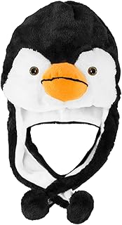 Super Z Outlet Penguin Plush Animal Winter Ski Hat Beanie Aviator Style Winter Black/White