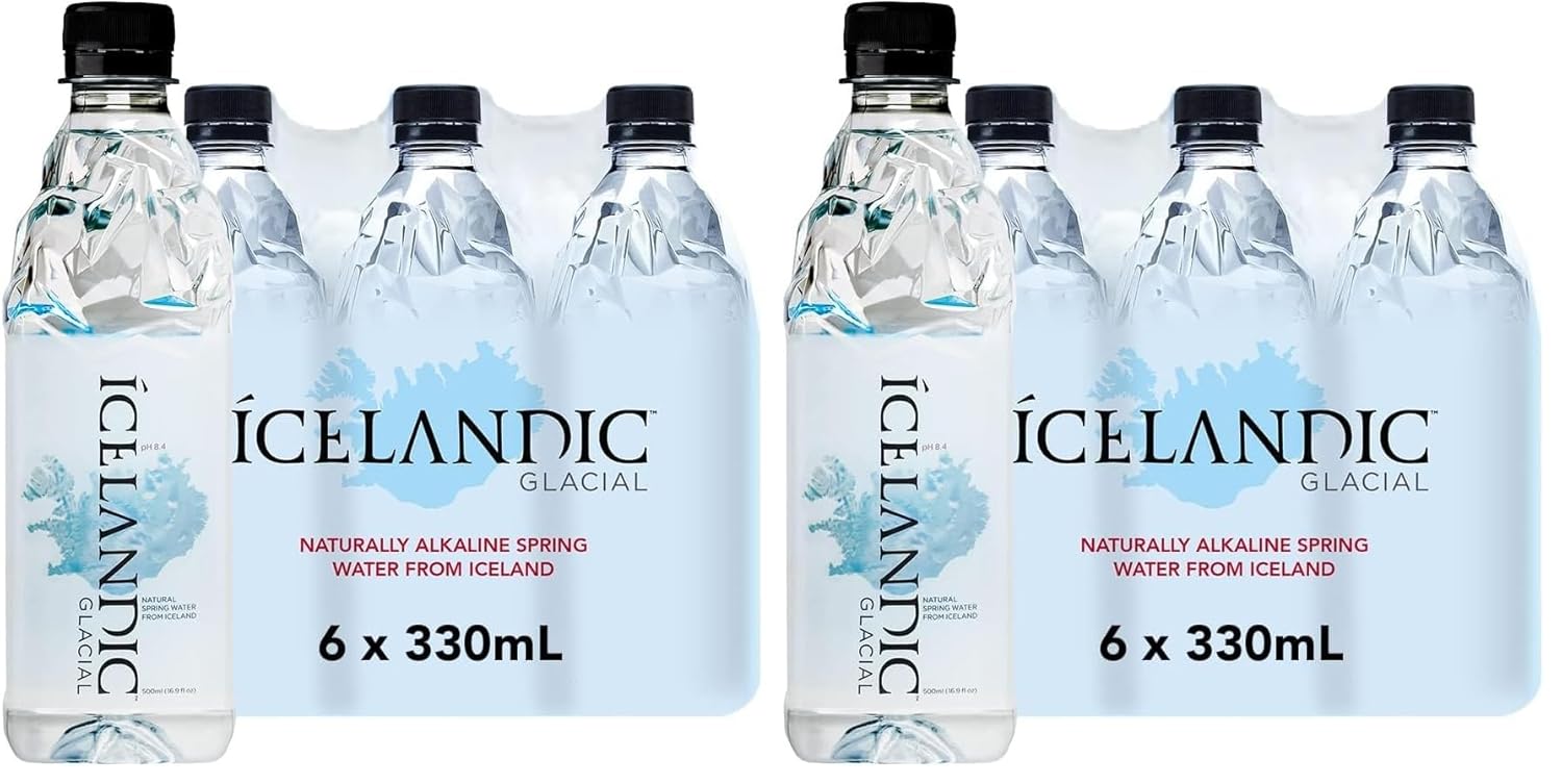 Icelandic Glacial Natural Spring Alkaline Water, 330 ml, 6 Count (Pack of 2)