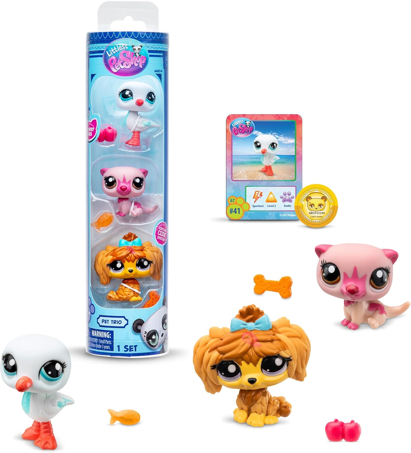 Littlest Pet Shop Series 2 Pet Trio Tube Country Pets | Each Pet Trio Tube Contains 3 LPS Mini Pet Toys 1 Accessory 1 Collector Card And 1 Virtual Code | Collectable Toys For Girls And Boys