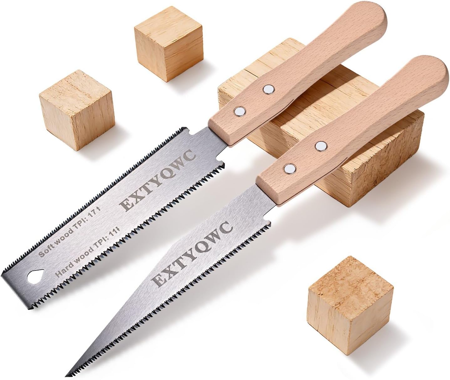 2 Pack Japanese Pull Saw, 6-Inch Double Edge Hand Saw for Wood Cutting