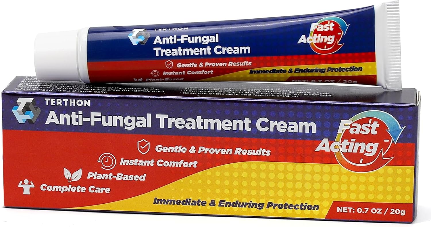 Terthon Herbal Antifungal Cream: Treatment for Athlete’s Foot, Ringworm, Jock Itch & Fungal Skin Infections – Natural, Fast-Acting Formula (20g (1 Pack))
