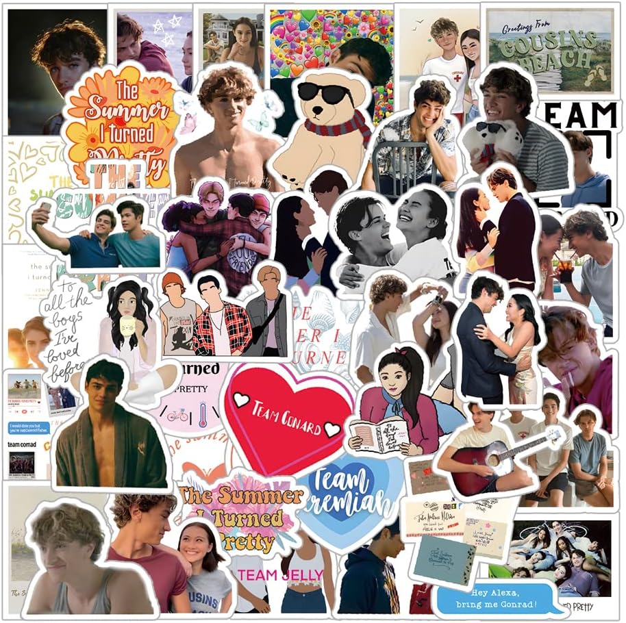 60 Pcs The Summer I Turned Pretty Classic TV Fashion Aesthetic Waterproof Vinyl Stickers for Adults for Birthday Party Supplies Decoration Favors for Water Bottles Laptop Suitcase