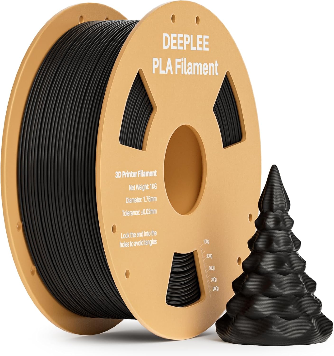 DEEPLEE PLA Filament 1.75mm for 3D Printers, Accuracy Tolerance +/- 0.02mm, Filament 3D Printing Materials Compatible with FDM Printer Black 1kg