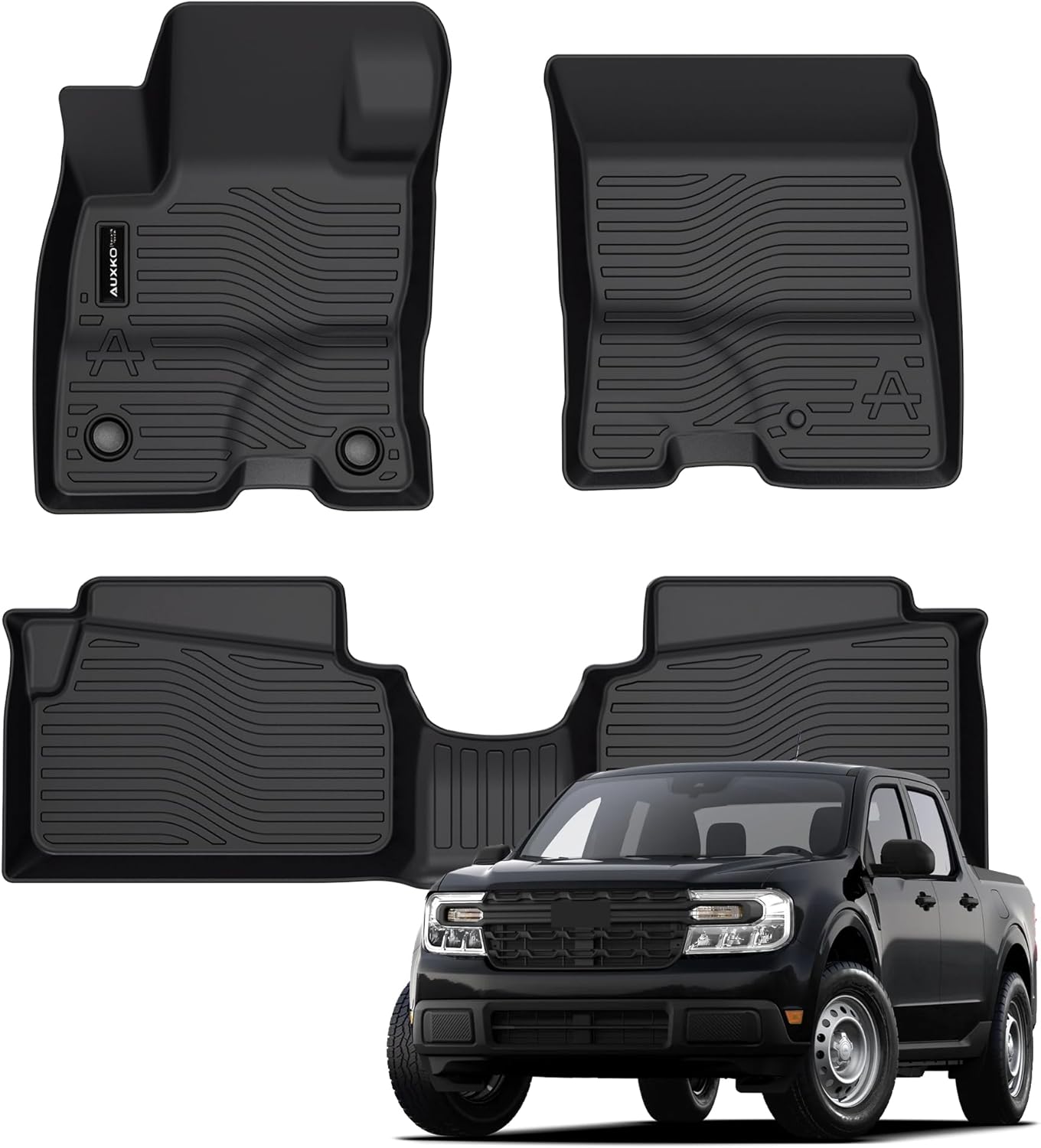 All Weather Floor Mats Fit for Ford Maverick Hybrid 2022-2024 TPE Rubber Liners Maverick Hybrid Accessories Set All Season Guard Odorless Anti-Slip Floor Mats