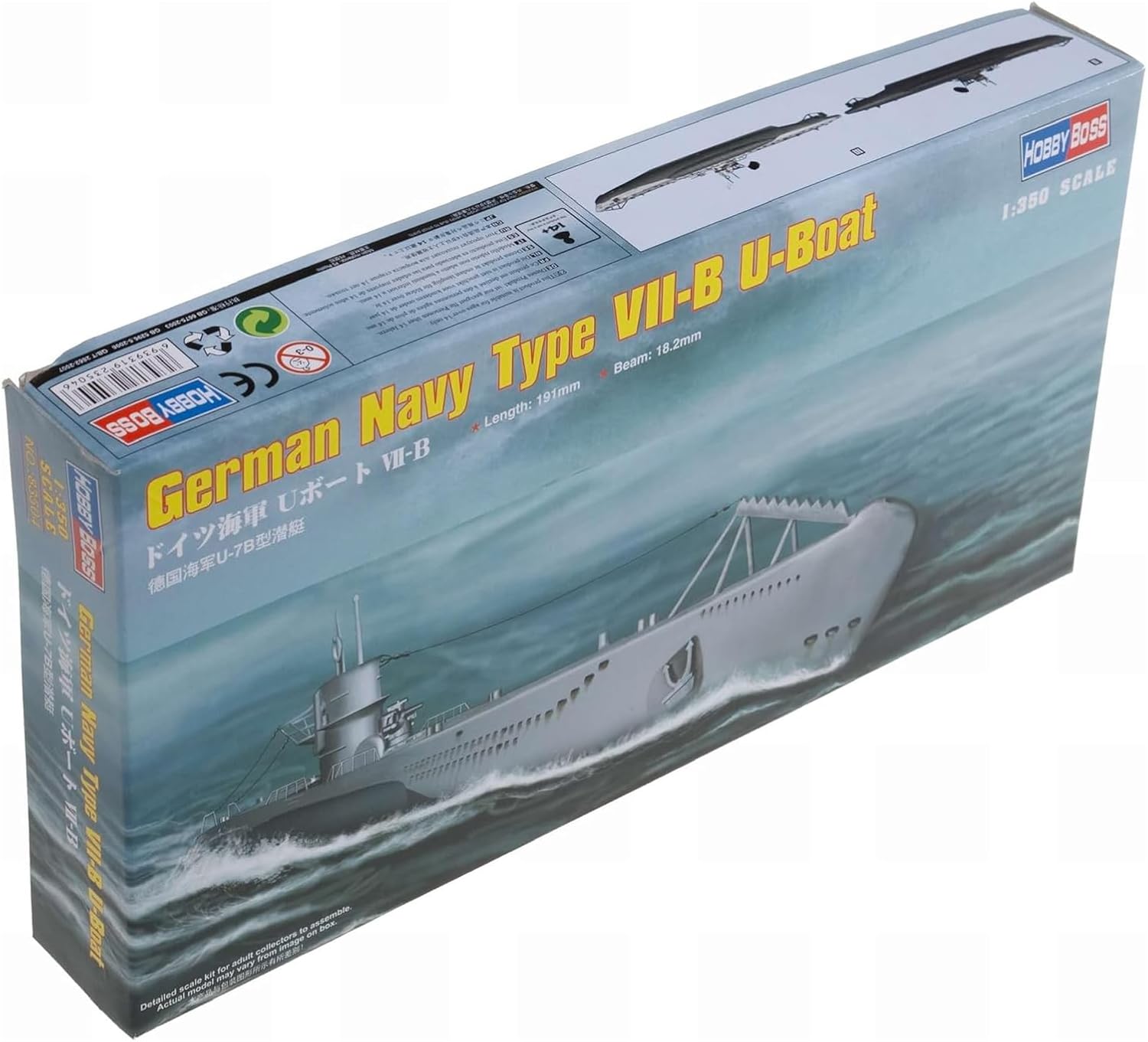 Hobbyboss 83504 "German Navy Type VII-B U-Boat Plastic Model Kit, 1:350 Scale