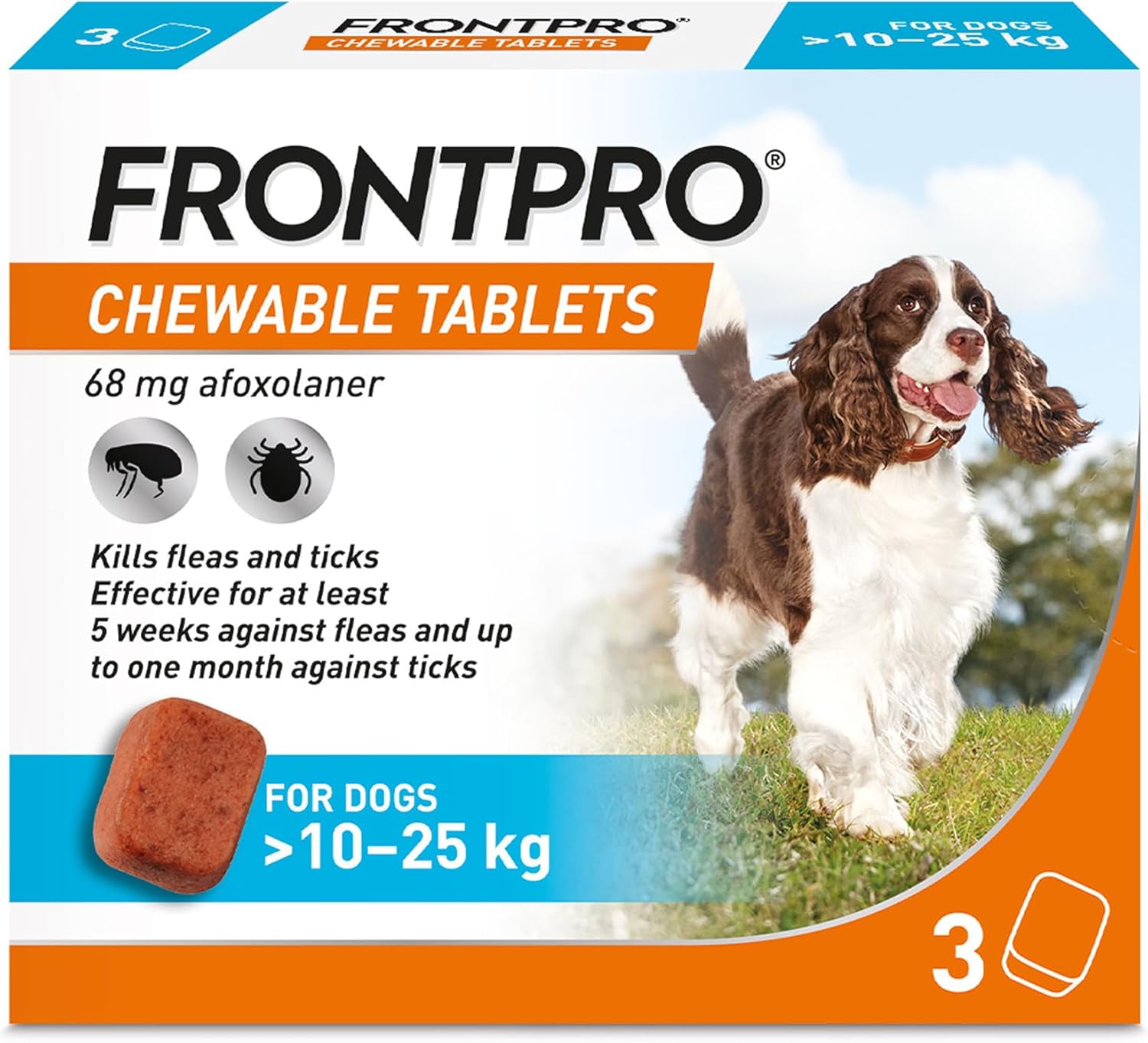FRONTPRO® Chewable Tablets Flea & Tick Treatment for Dogs 3 Pack (10-25kg)