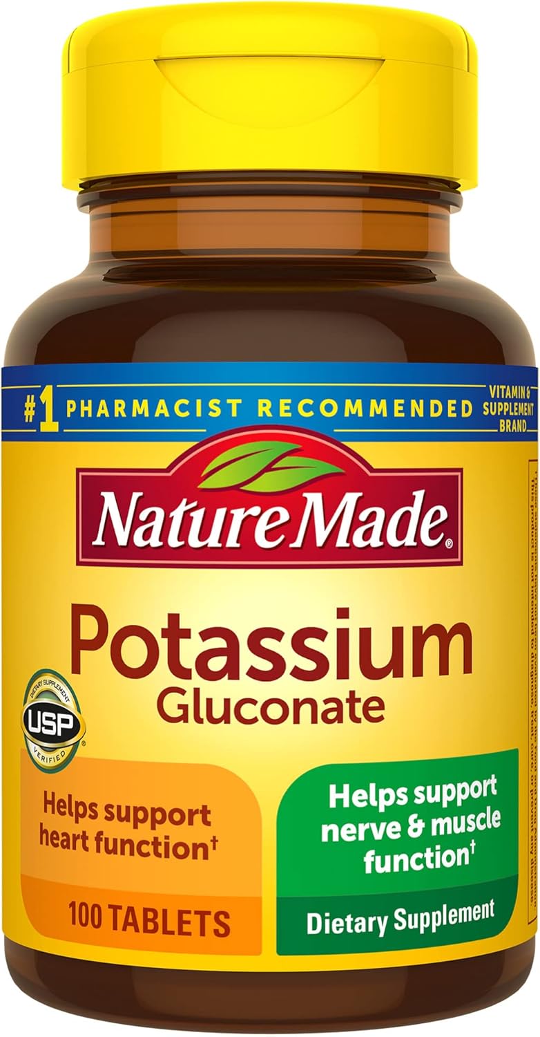Nature Made Potassium Gluconate 550 mg, Dietary Supplement for Heart Health Support, 100 Tablets, 100 Day Supply