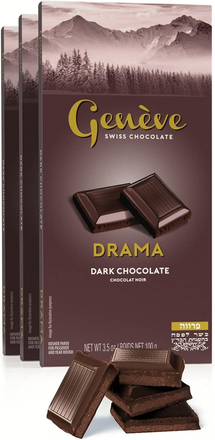 Geneve Real Swiss Vegan Dark Chocolate Drama 100g (Pack of 3) | Dairy Free | Rich & Creamy | For Desserts, Coffee, Baking, Icing etc. | Nothing Artificial | Kosher (Including Passover)