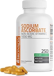 Sodium Ascorbate Non Acidic Vitamin C 1000 Mg Tablets - Gentle On The Stomach - Immune System Booster - Powerful Antioxidant - Non GMO Vitamin C Supplement, 250 Count