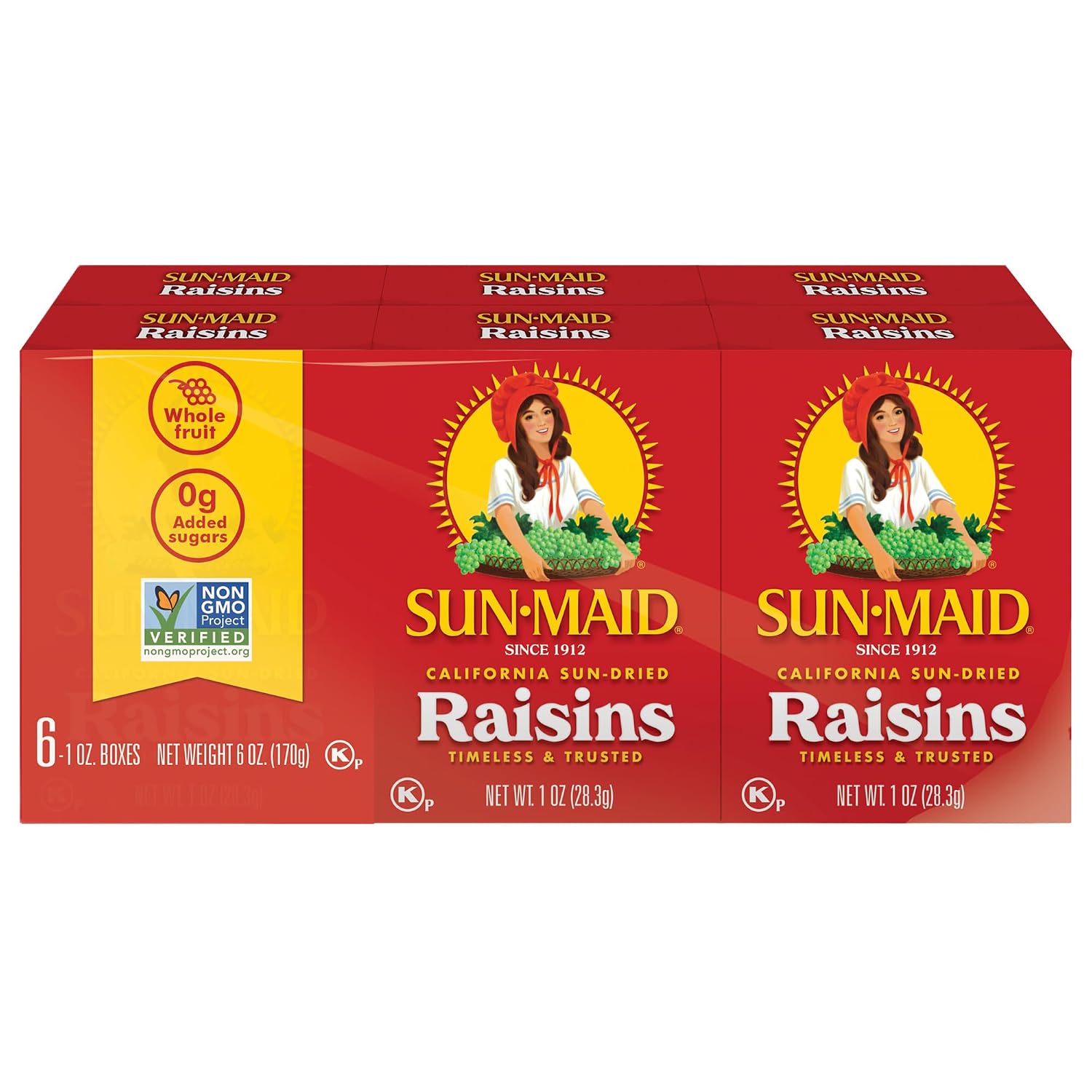 Sun-Maid California Sun-Dried Raisins - (6 Pack) 1 oz Snack-Size Box