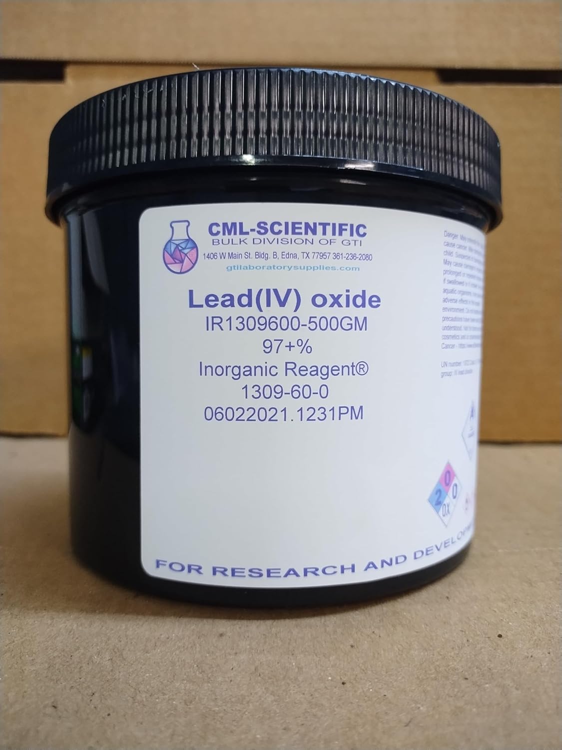 Lead(IV) Oxide, (Lead Dioxide) 97+%, Inorganic Reagent® 500g