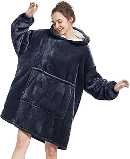Aemilas Wearable Blanket Hoodie - Sherpa Fleece Blanket Sweatshirt as Gifts for Women Men Boyfriend Girls, Cozy Hooded Blanket with Giant Pocket(Charcoal Grey)