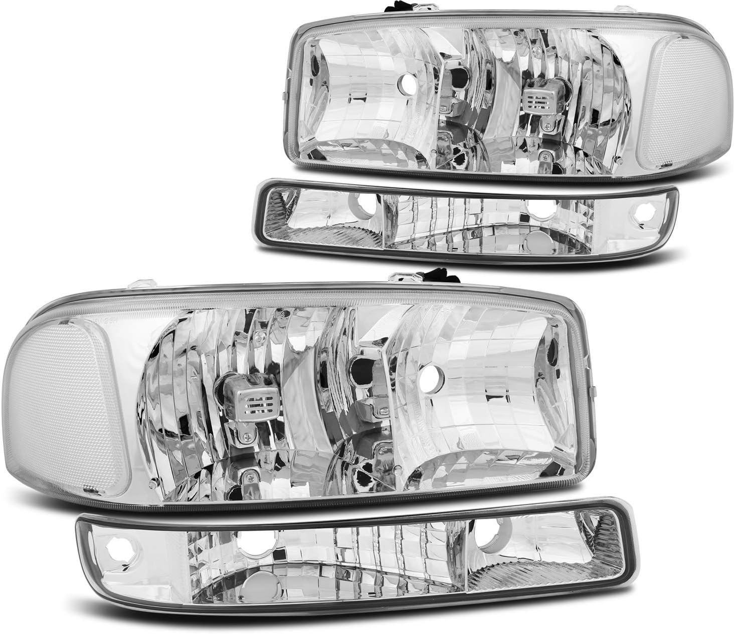 ECCPP Headlight Assembly For GMC Sierra 1500 1999-2006,For GMC Sierra 2500 1999-2004,For GMC Sierra 3500 2001-2006,For GMC Yukon 1999-2006 Driver and Passenger Side Headlamps