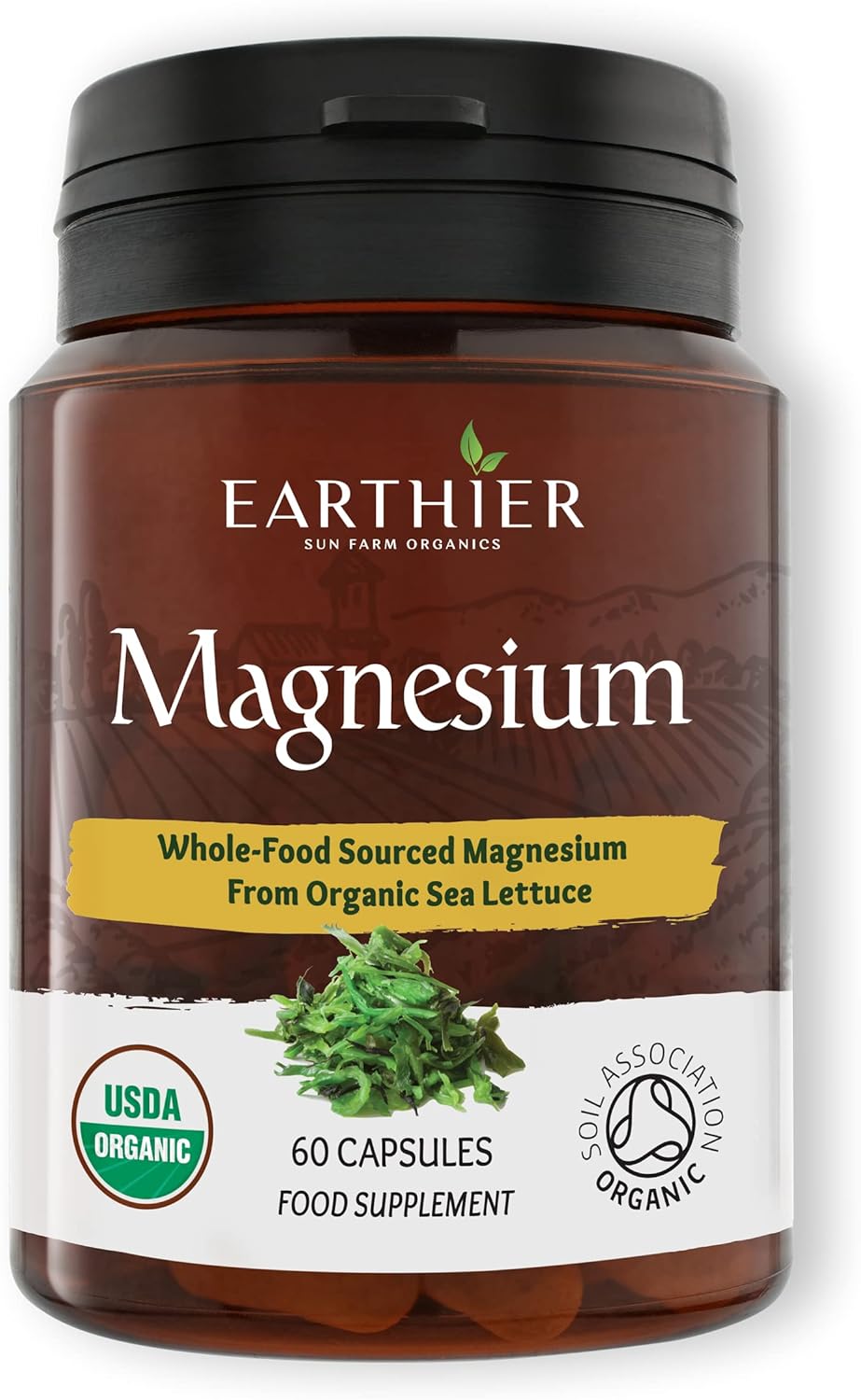 Organic Magnesium Whole Food Sourced & Certified by Soil Association Vegan Capsules