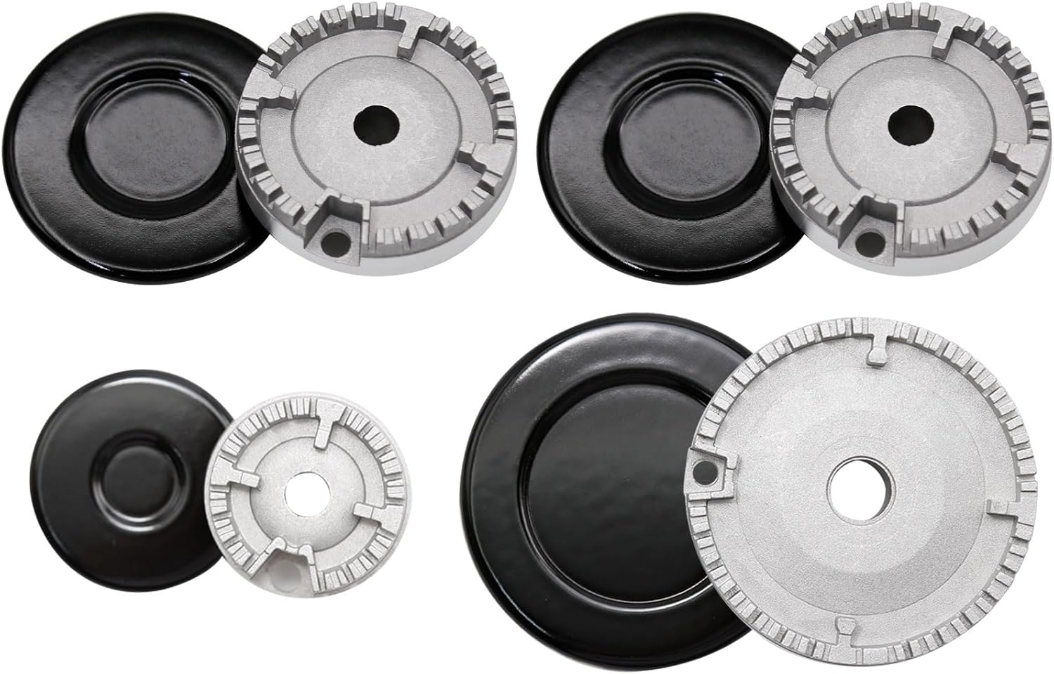 8 PCS Cooker Hat Set Stove Lid Upgraded Oven Gas Hob Burner Crown Flame Cap Gas Burner Flame Cap for Gas Stove Burners 2.17/2.91/3.94 Inch