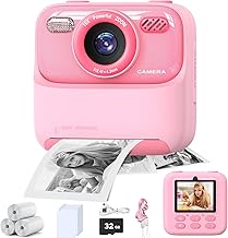 masterbee Kid Camera Instant Print Photo, Birthday Gifts for Girls and Boys, Kids Digital Camera Toys, 1080P HD Video, 3 4 5 6 7 8 9 10 11 12 Year Old Boy Gifts/Girl Gifts Pink