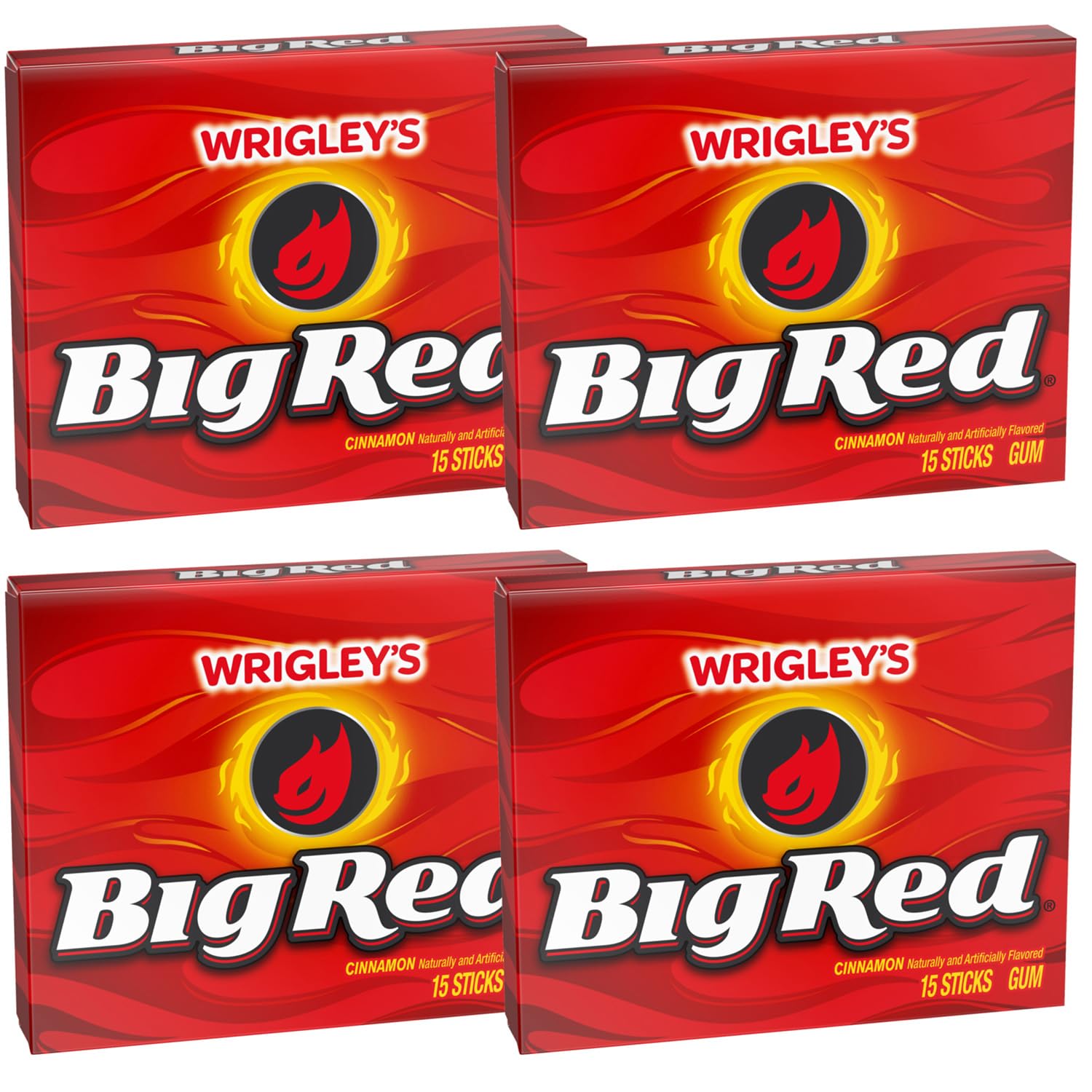 Wrigley Cinnamon Chewing Gum, 15 Stick (Pack of 4), 60 Gum Pieces, Cinnamon Gum