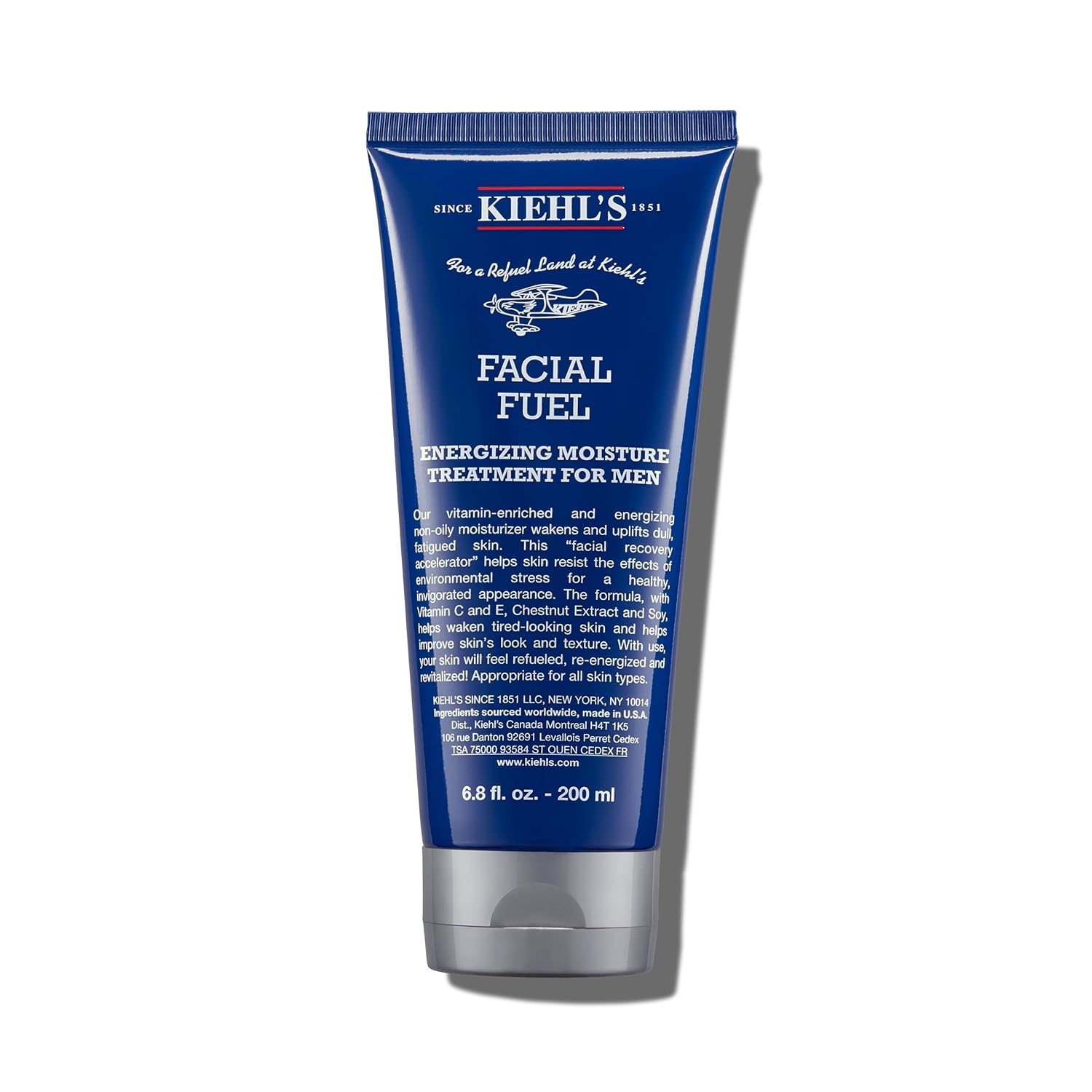 Kiehl's Facial Fuel Moisturizer, Men's Face Cream, with Vitamin C and Caffeine that Contain Antioxidants to Help Energize and Reduce Dullness, Non-Greasy, Paraben-free, Sulfate-free