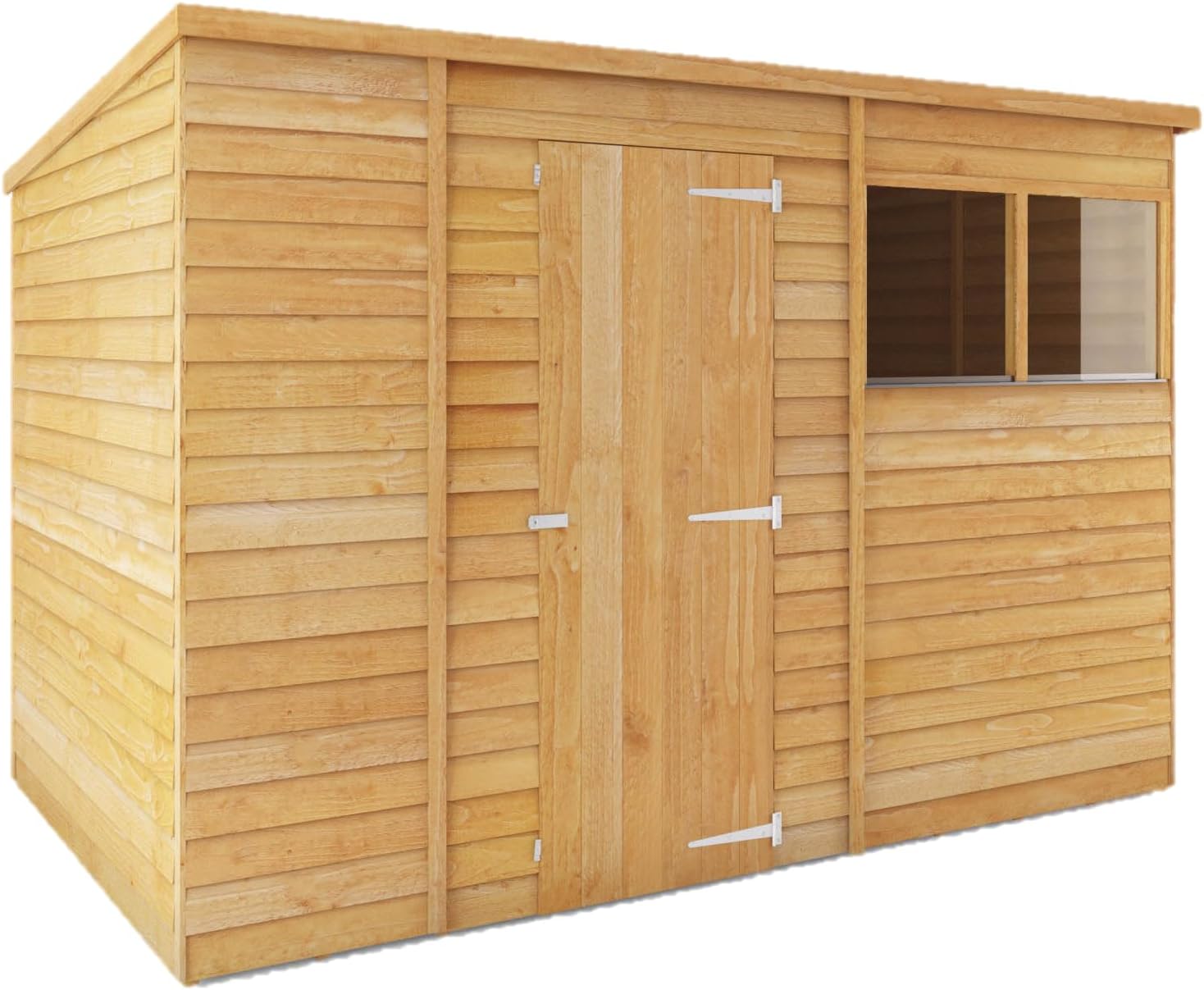 WALTONS | 10ft x 6ft Overlap Shed | Pent Roof | Windows | 8mm Overlapping Cladding | Single Door | Wooden Garden Outdoor Storage | 10x6 | 10 Year Anti Rot Guarantee