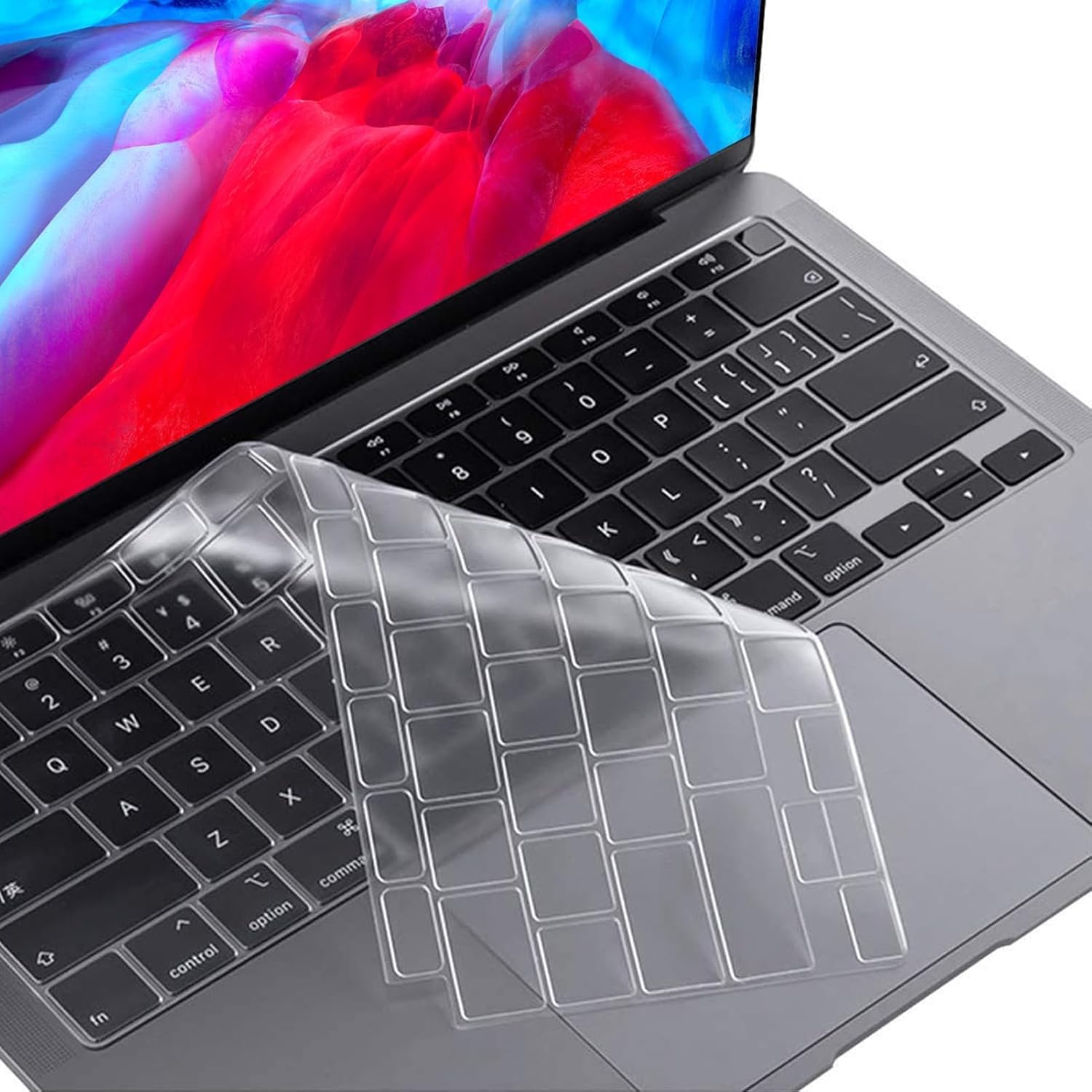 Ultra Thin Keyboard Cover for MacBook Pro 14"/16"(M4/M3/M2/M1 Pro/Max, 2021-2024), MacBook Air 13.6" (M2/M3, 2022 2024), MacBook Air 15" (M2/M3, 2023-2024) EU/UK Layout TPU Clear Protector Skin
