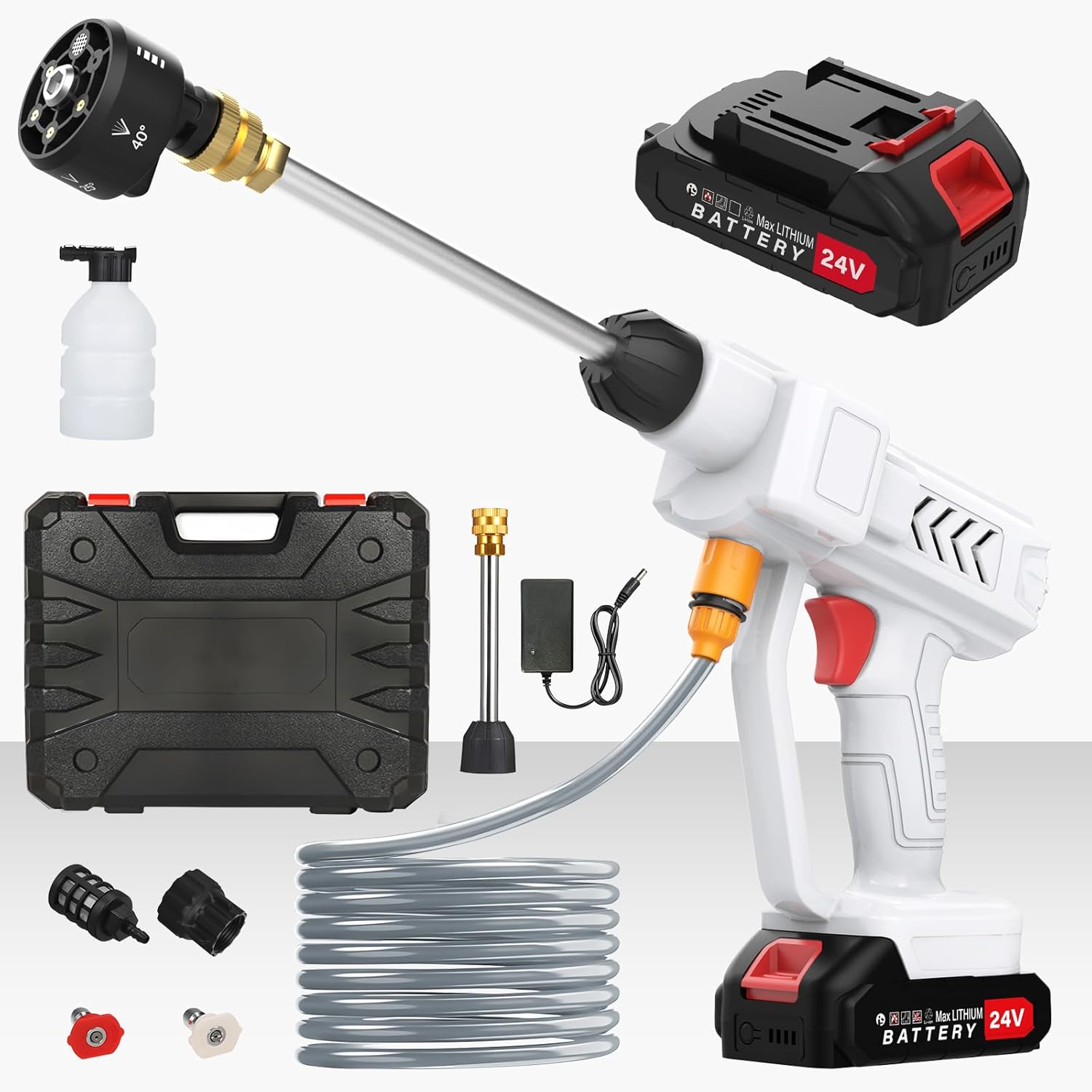 Housiwill Cordless Pressure Washer, Portable Battery Pressure Washer, 6-in-1 Nozzle Portable Cordless Power Washer Handheld for Car Floor Patio Cleaning.