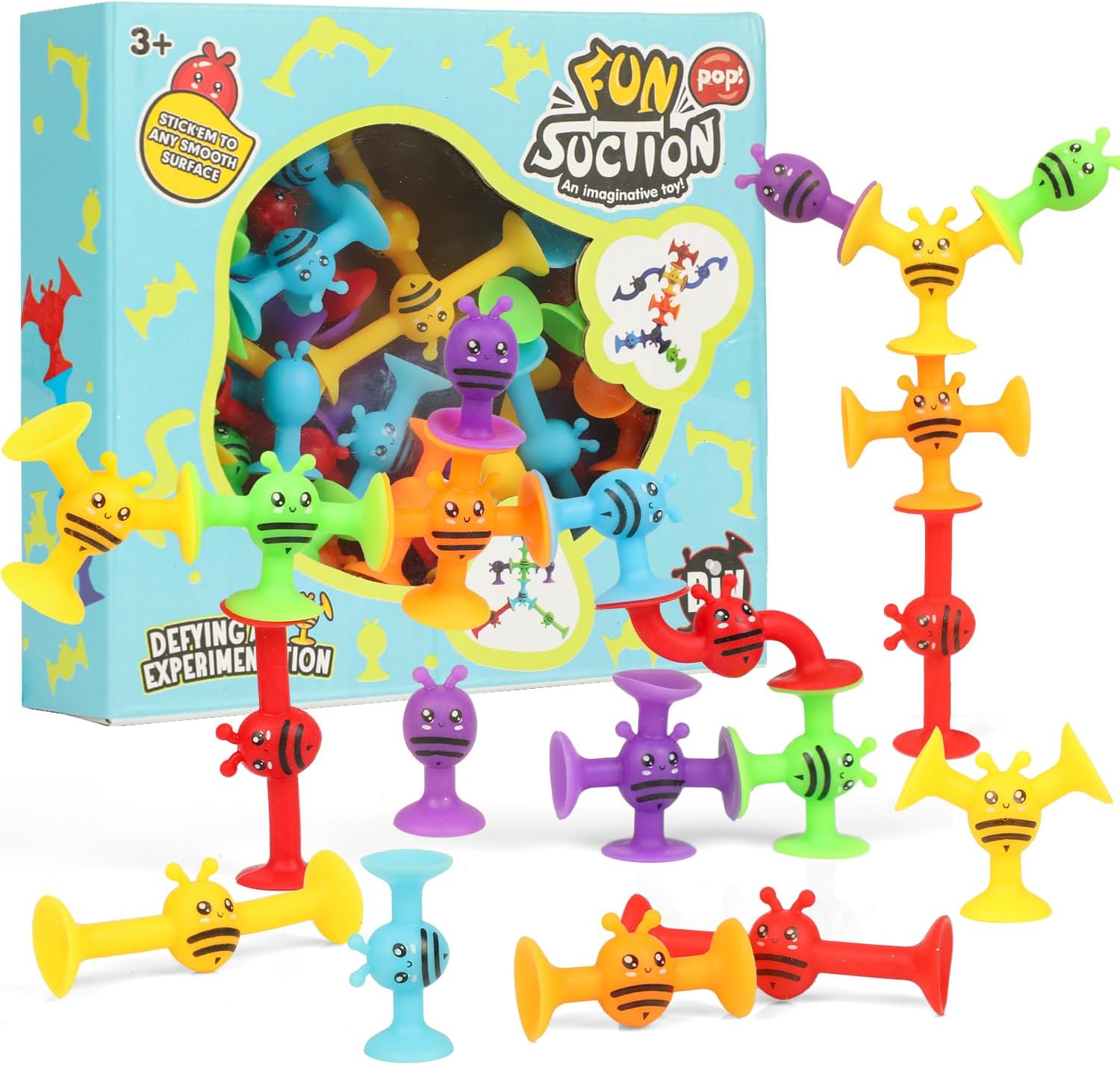 SULOLI Sucker Toys for Kids,38PCS Suction Cup Airplane Activities for Kids Window Travel Toys for 3+ Year Olds