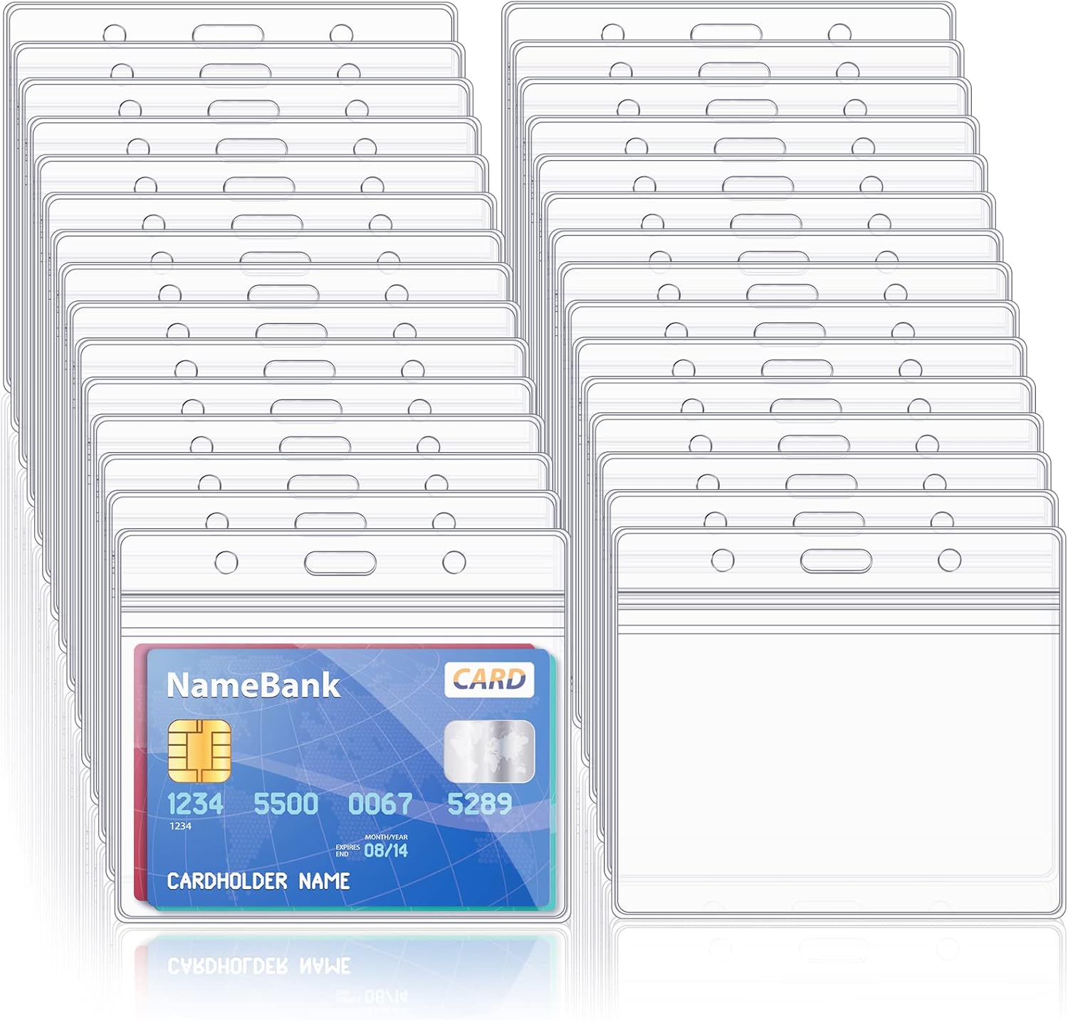 100 Pcs Clear Plastic Horizontal Name Tag Badge ID Card Holders for Office School Business Meetings