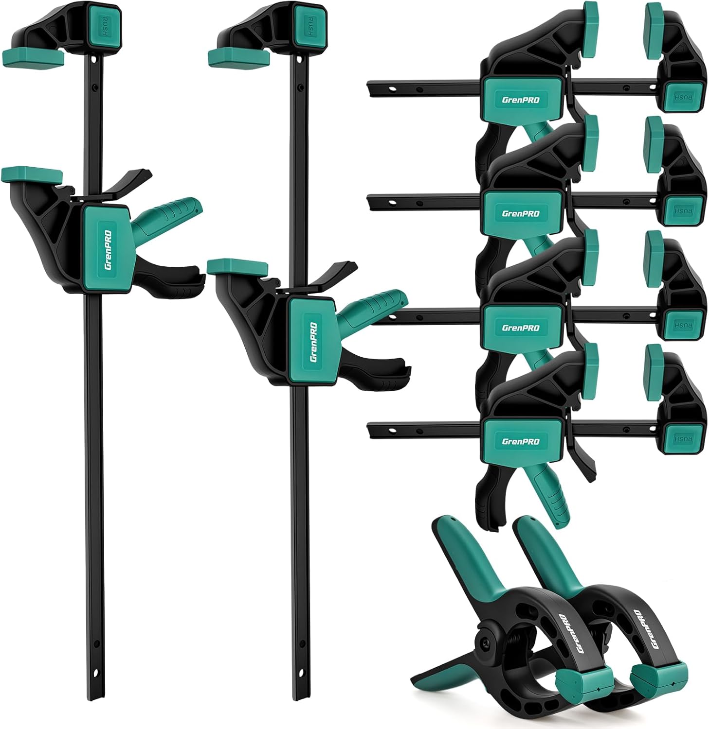 8-Pack Bar Clamps for Woodworking, 12" and 6" Bar Clamps, Working Clamp Sets, Quick-Change F Clamps, 150 LBS Load Limit