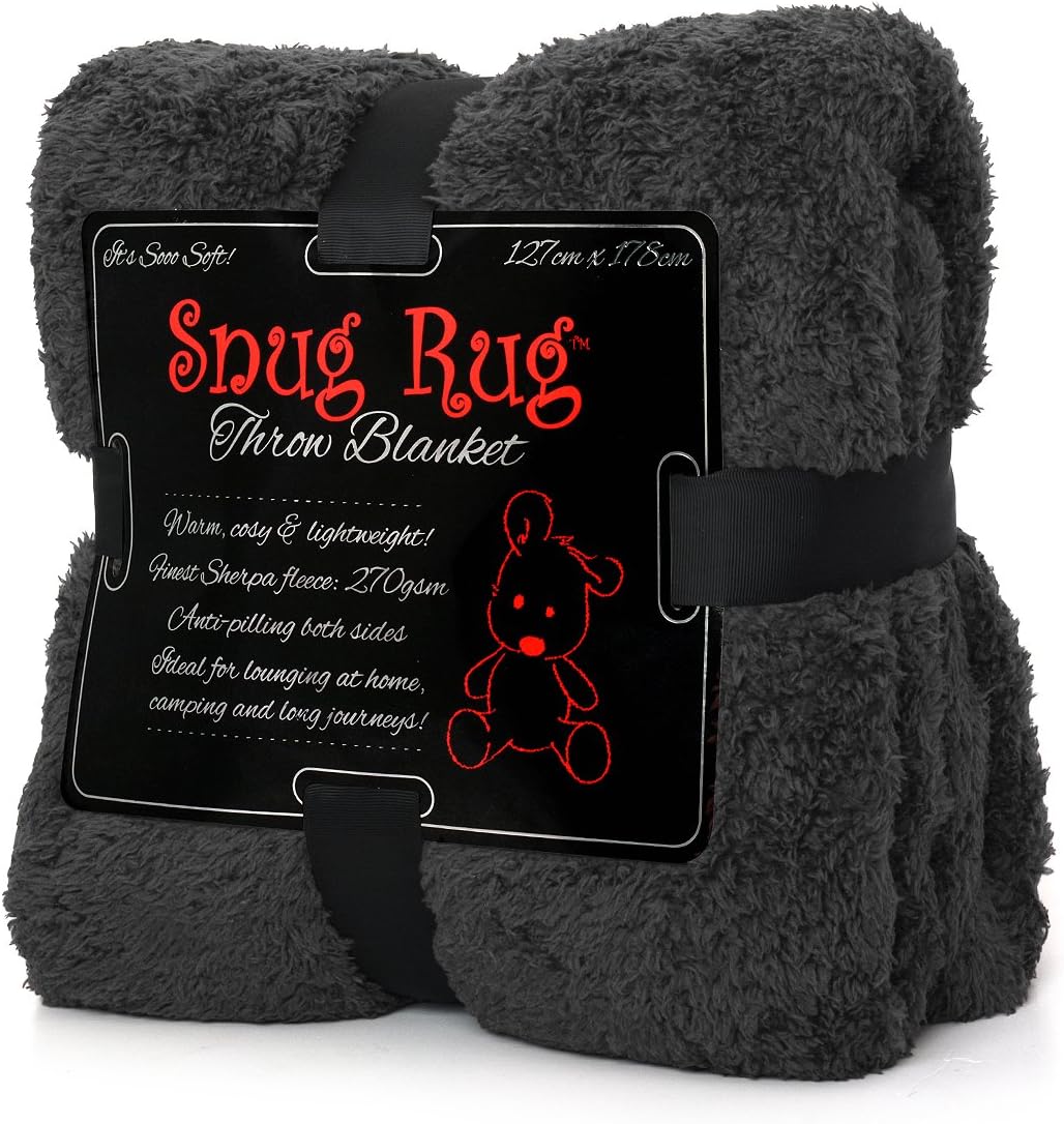 Snug Rug Special Edition Luxury Grey Blanket Sherpa Fleece Blankets Soft Throw 127 x 178cm (50" x 70") Slate Grey