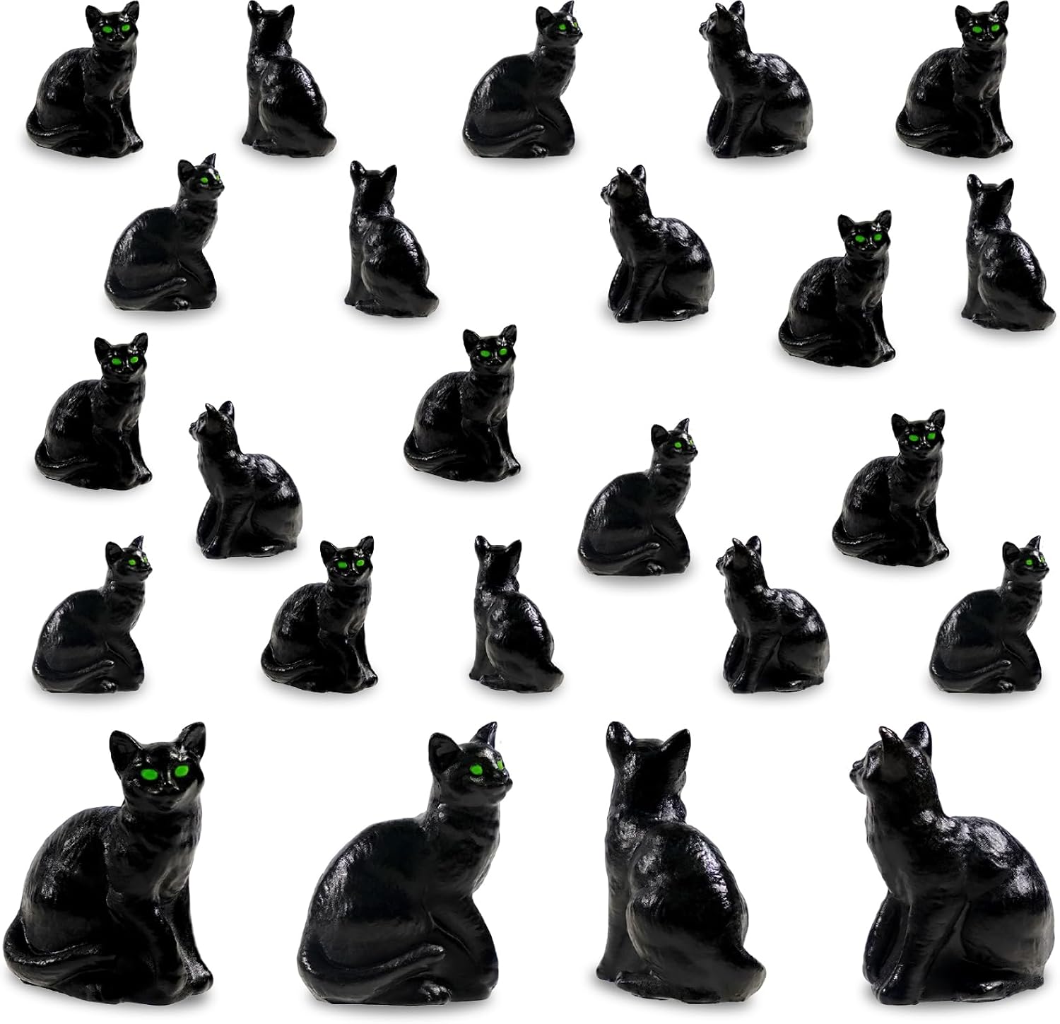 Bbiamsleep 20 Pcs Mini Resin Black Cat Miniature Cat Figurines Mini Halloween Figurine for Miniature House Halloween Scene Decor