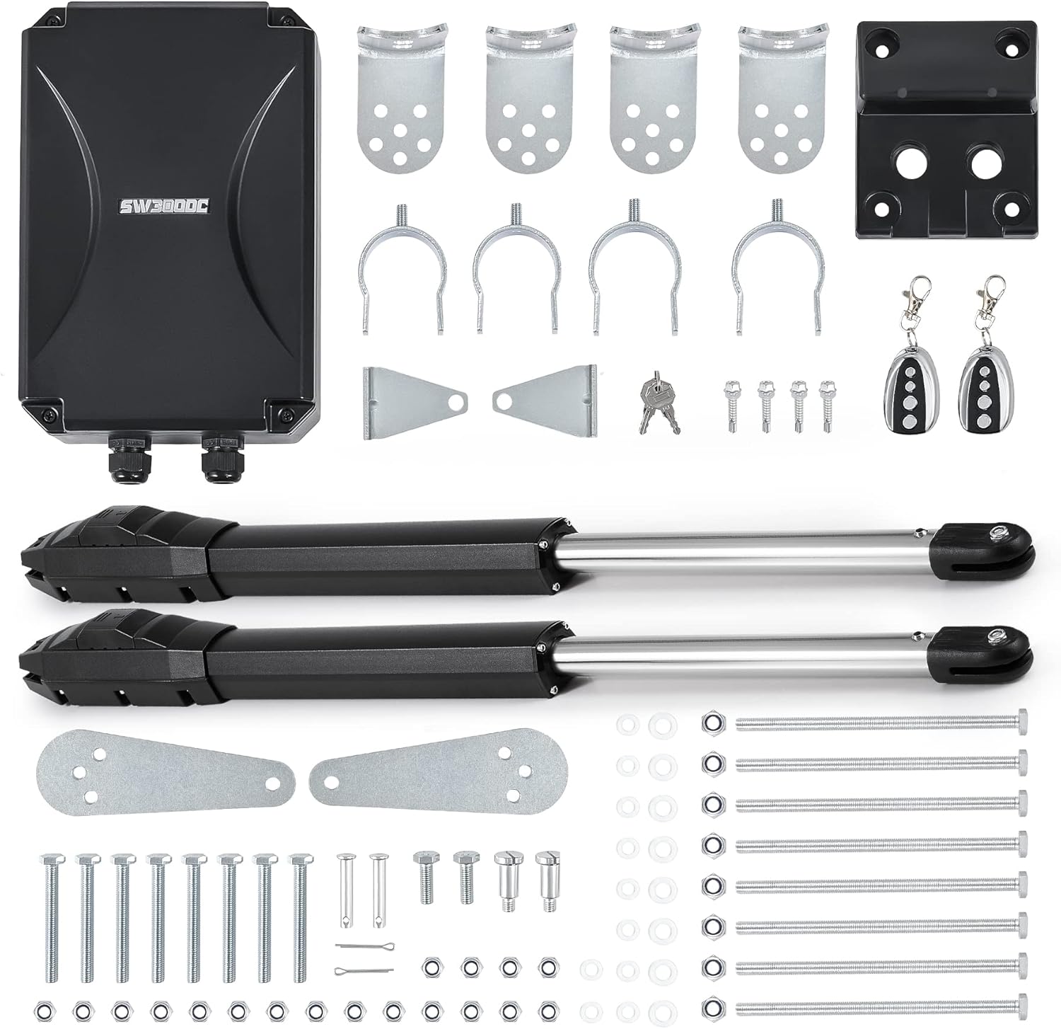 CO-Z ADSW1 Automatic Dual Swing Gate Opener Kit, Electric Gate Opener for Double Swing Gates, Driveway Home Garden Gate Opening System for Doors up to 880lb 20ft,Dual Gate Kit with Remote Control