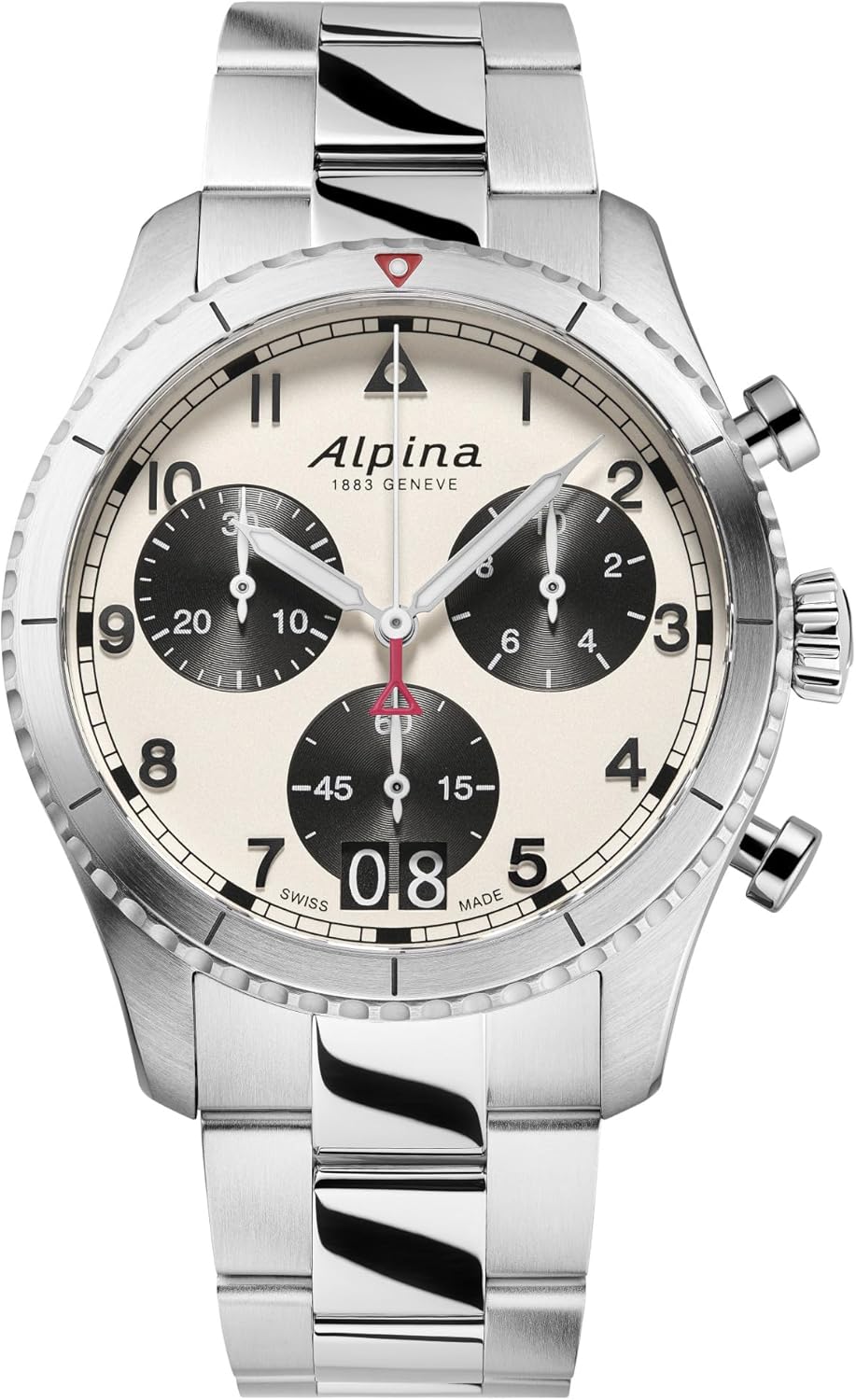 Alpina Men's Startimer Chronograph Big Date Swiss Quartz Stainless Steel Sapphire Crystal Watch, 41mm