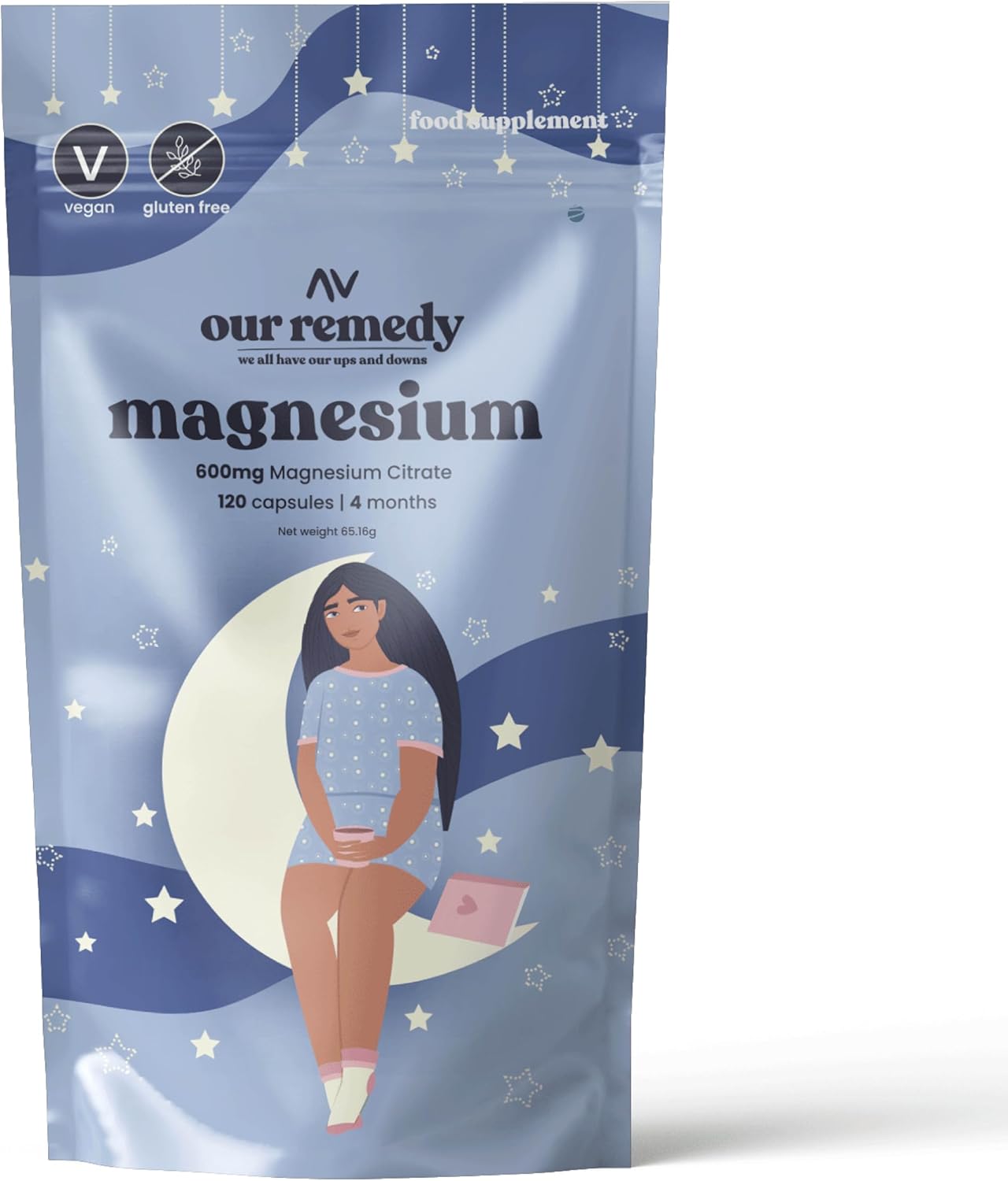 120-Count of 600mg Magnesium Citrate Capsules for Women — Made for Fast & Effective Absorption — Helps with Menopause, Relaxation, Joint Health, and Good Night's Sleep — Women's Owned and Made in UK