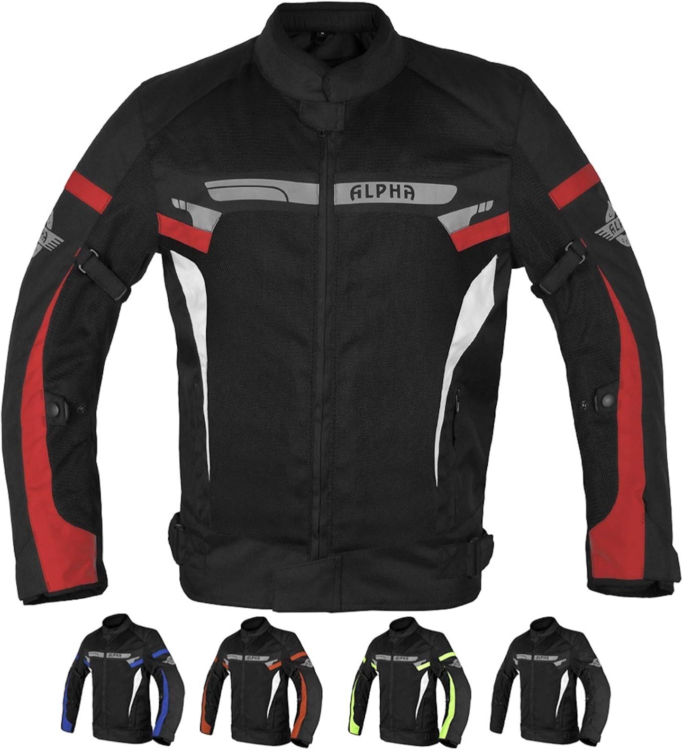 ALPHA CYCLE GEAR BREATHABLE BIKERS RIDING PROTECTION MOTORCYCLE JACKET MESH CE ARMORED (RED SPARROW, XX-LARGE)