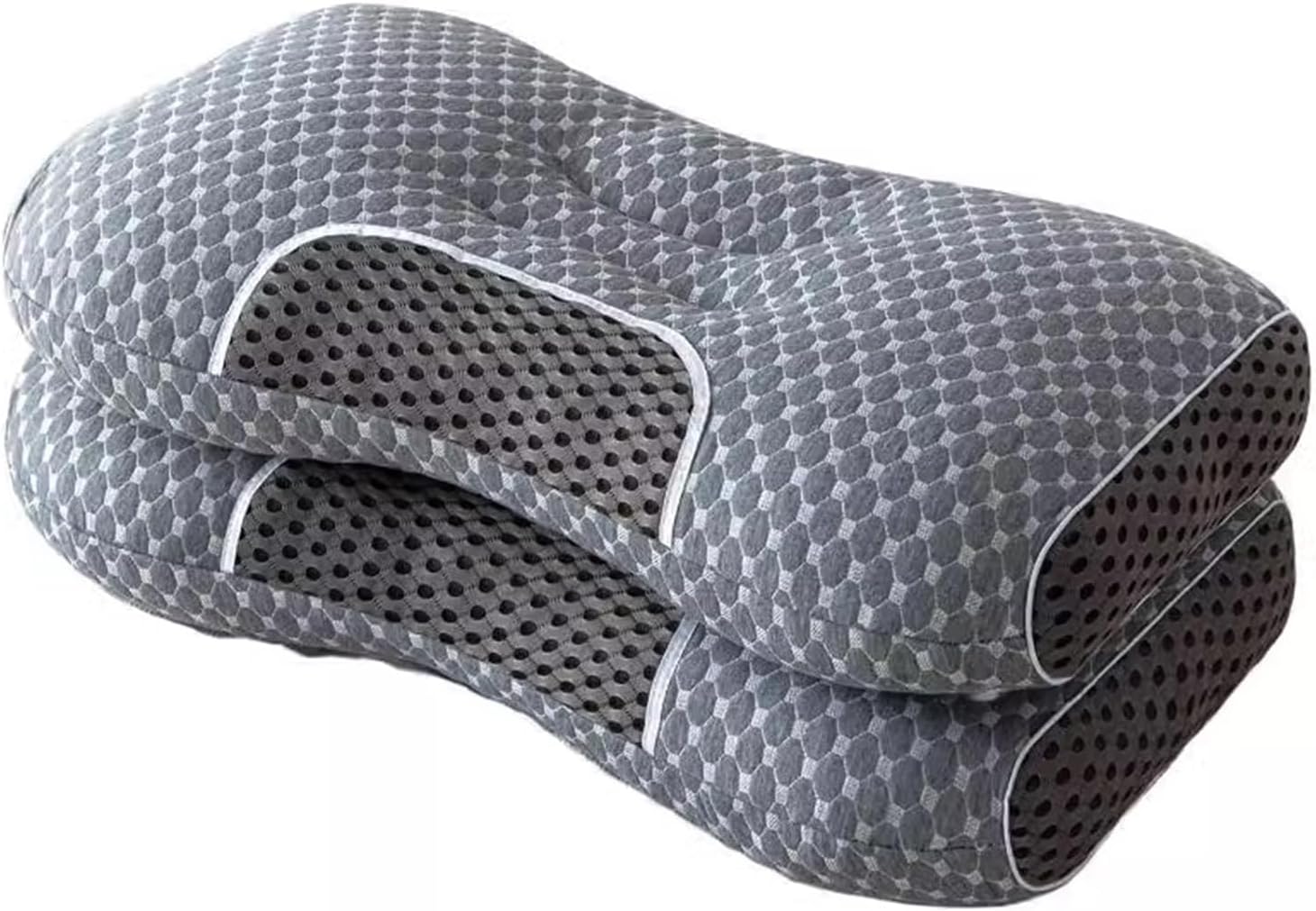Orthopedic Pillow 2 Pack for Side Sleepers, Cervical Neck Support Pillows, Hotel Quality Firm Bed Pillows for Neck Shoulder Pain Relief, Breathable Cotton Sleeping Pillows (Grey, 40x65cm)