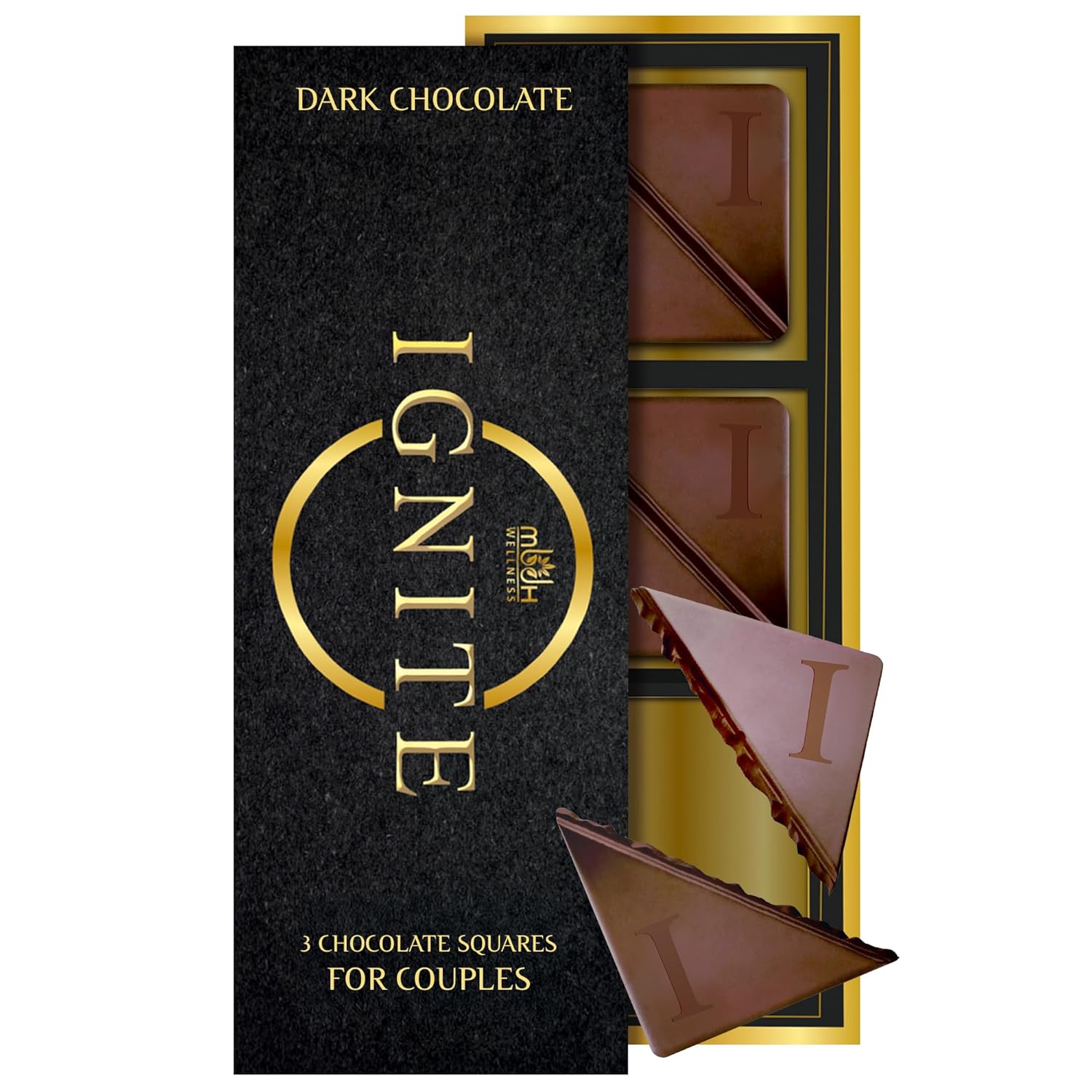 Ignite Dark Chocolate Bars - Premium Dark Chocolate Squares for Couples - 60% Cocoa, Vegetarian - Crafted with Epimedium and Maca Root for a Delightful Experience - Ideal for Men & Women - Pack of 1