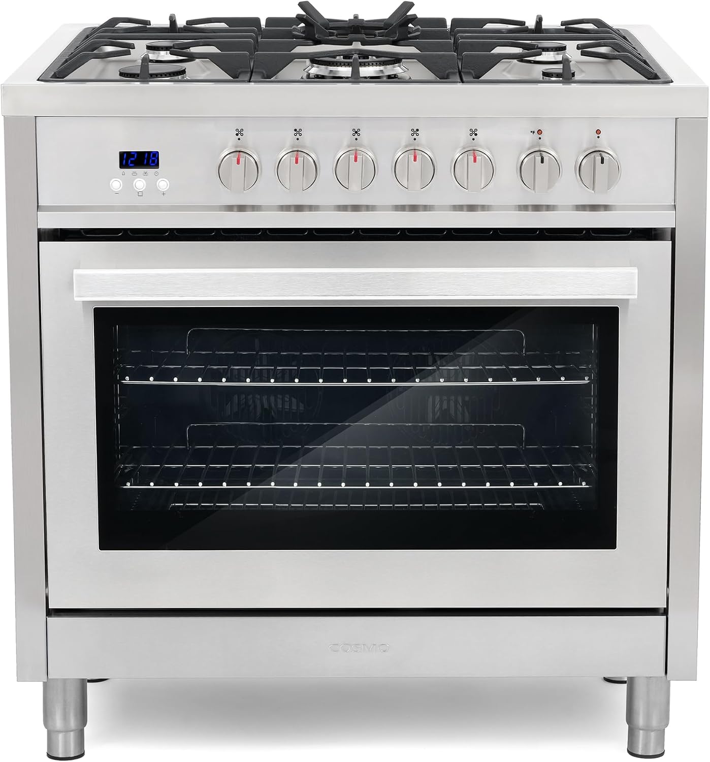 COSMO F965 36 in. Stellar Collection 3.8 cu. ft. Dual Fuel Range, 5 Sealed Burners, 8 Function Convection Oven in Stainless Steel