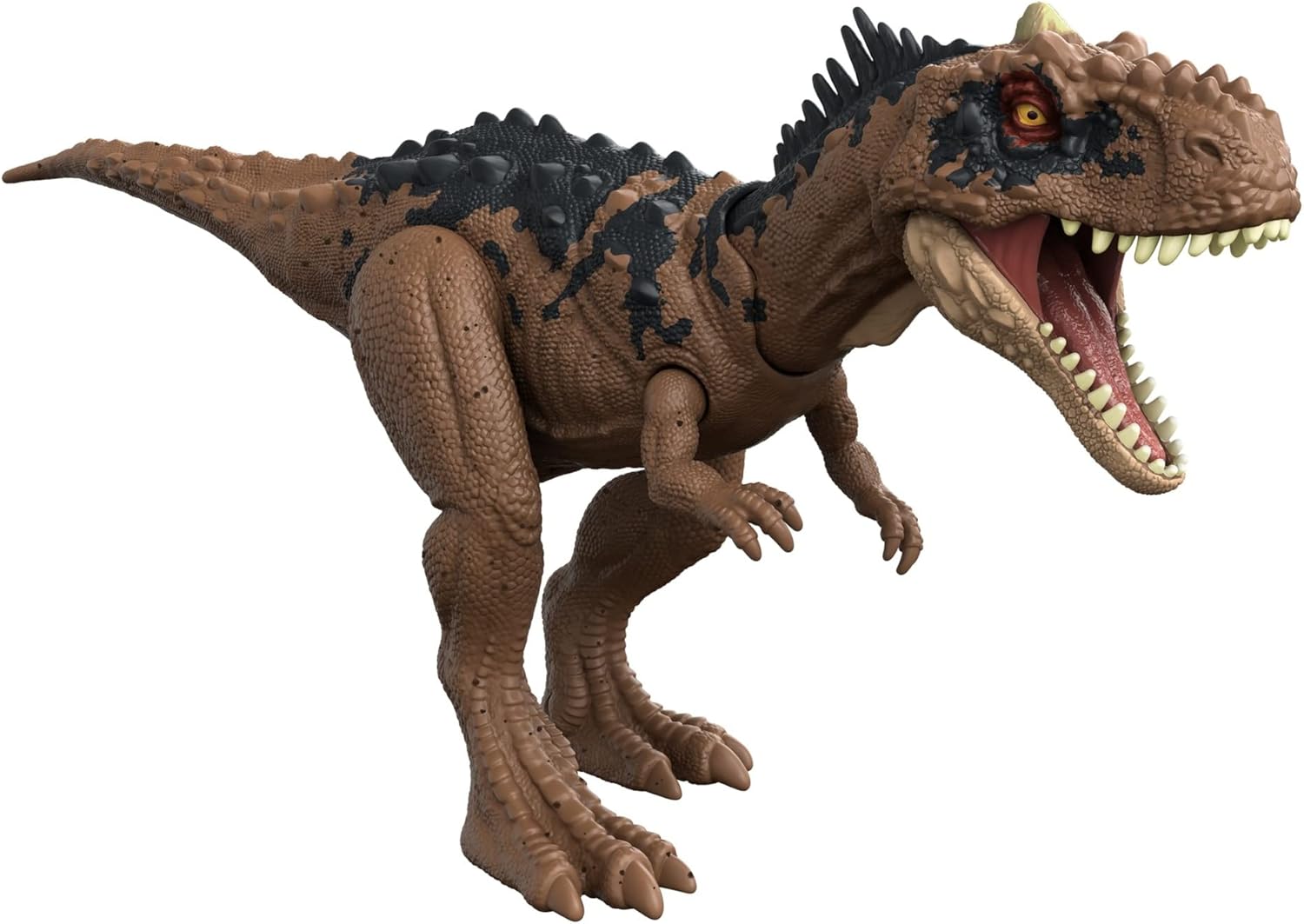 Jurassic World Dominion Roar Strikers Rajasaurus Dinosaur Action Figure with Roaring Sound and Attack Action, Toy Gift Physical & Digital Play ​, HDX35
